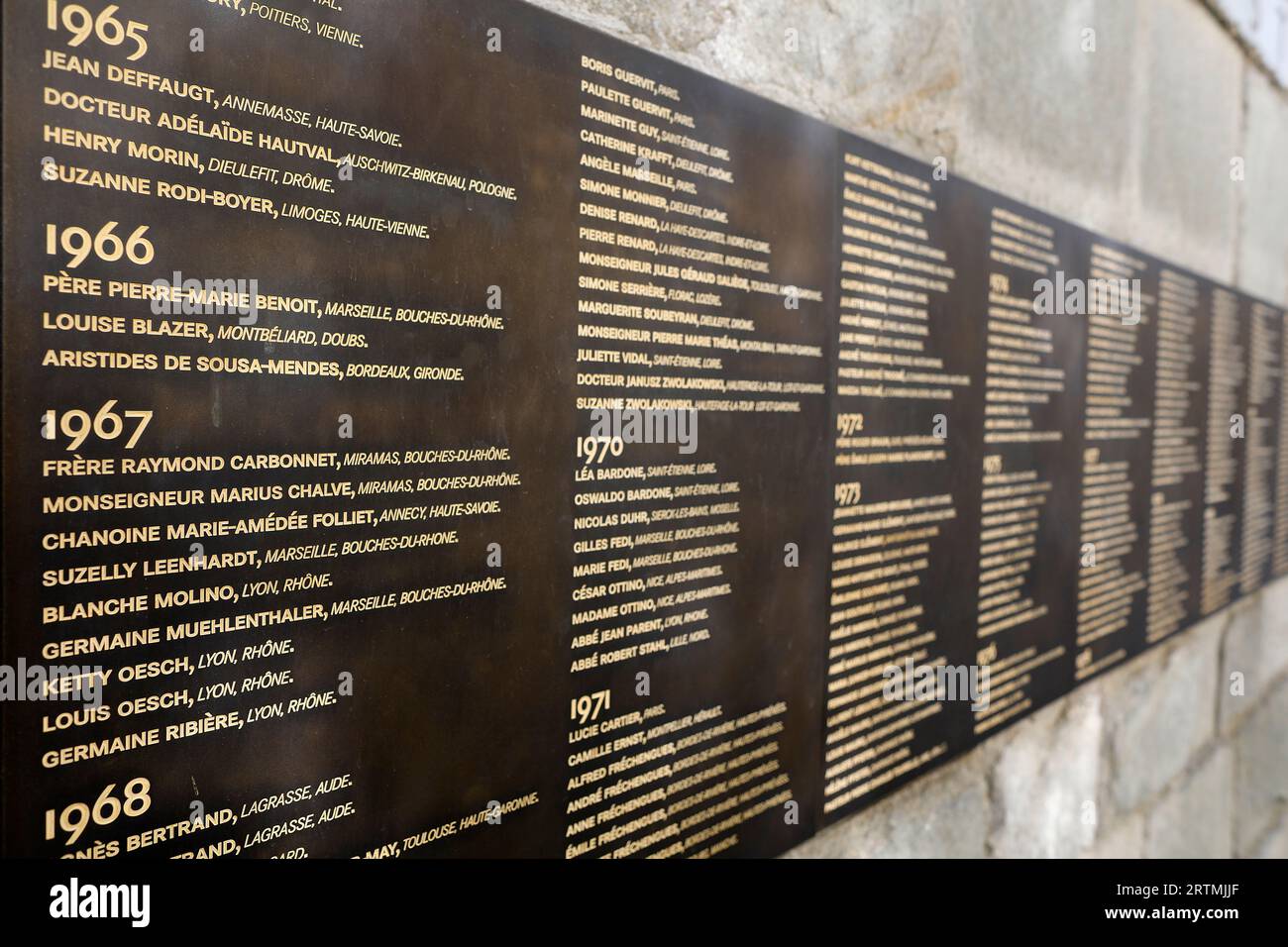 Holocaust memorial, Paris, France. Wall of the Righteous among the nations Stock Photo