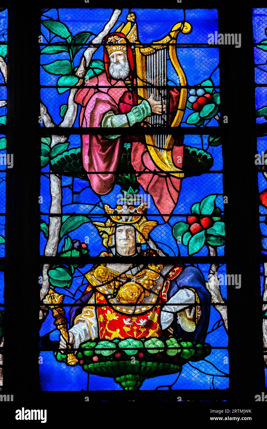 Saint Etienne catholic church, Beauvais, France. Stained glass Stock