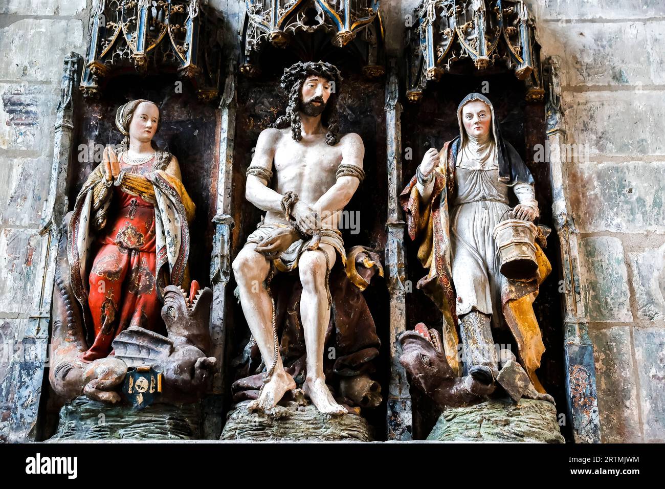 Saint Etienne catholic church, Beauvais, France. Statues Stock Photo