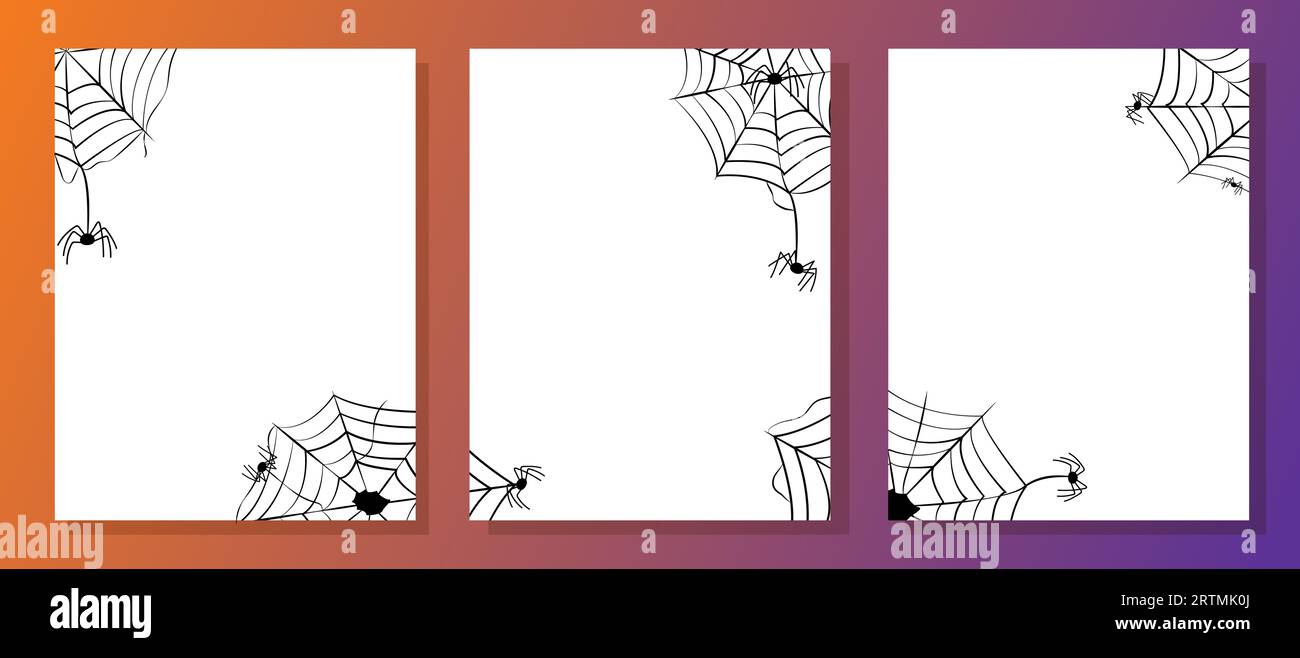 Set of banner designs for Happy Halloween with cobwebs and spiders ...