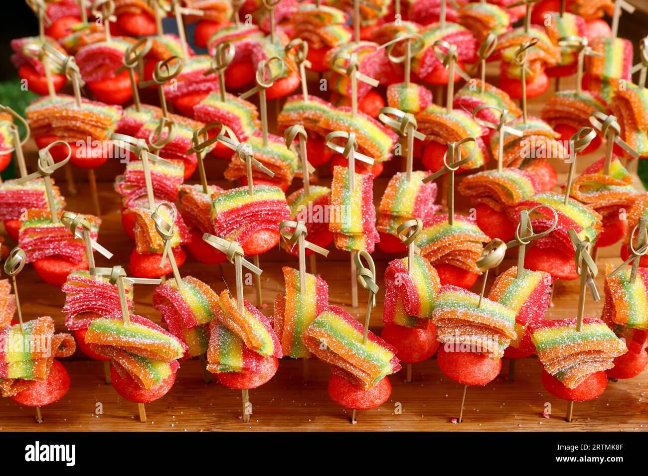 Haribo fruit flavour gums candies with a sour sugar.  France. Stock Photo