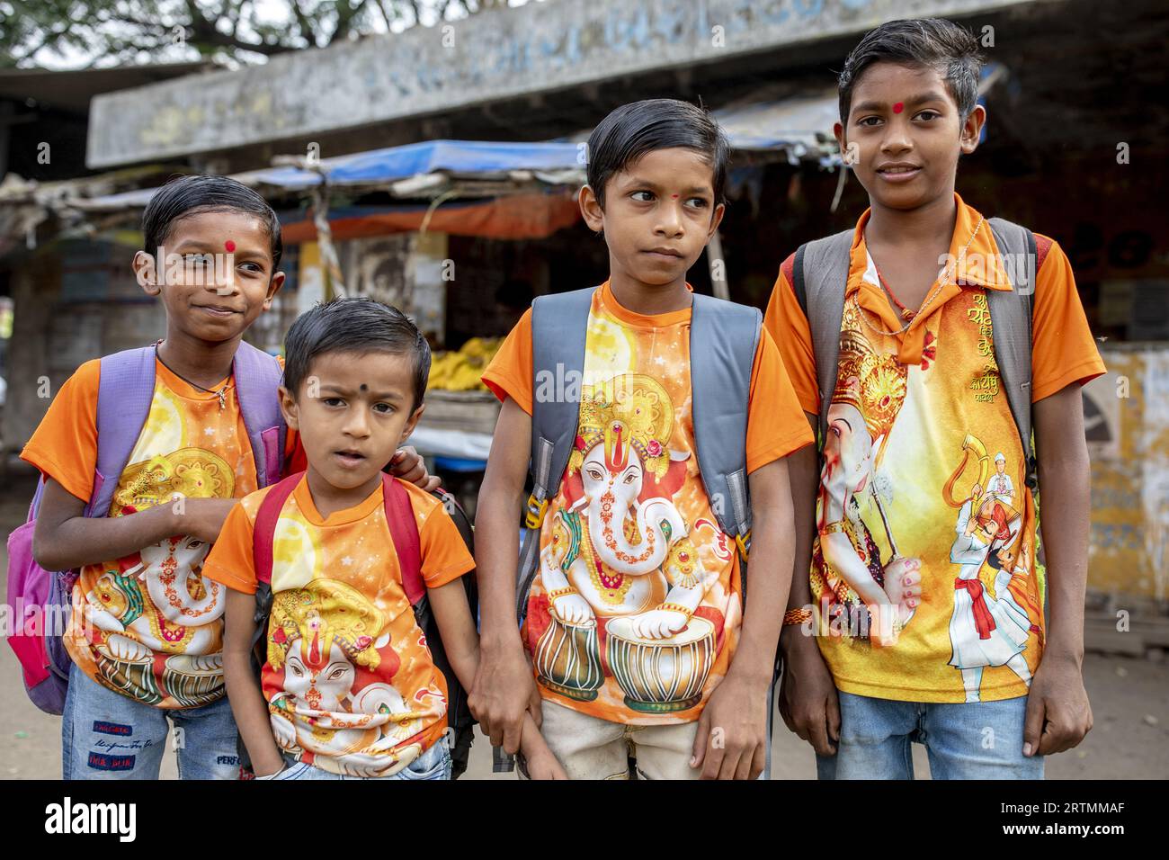 Schoolboys in Dediapada, Gujarat, India Stock Photo