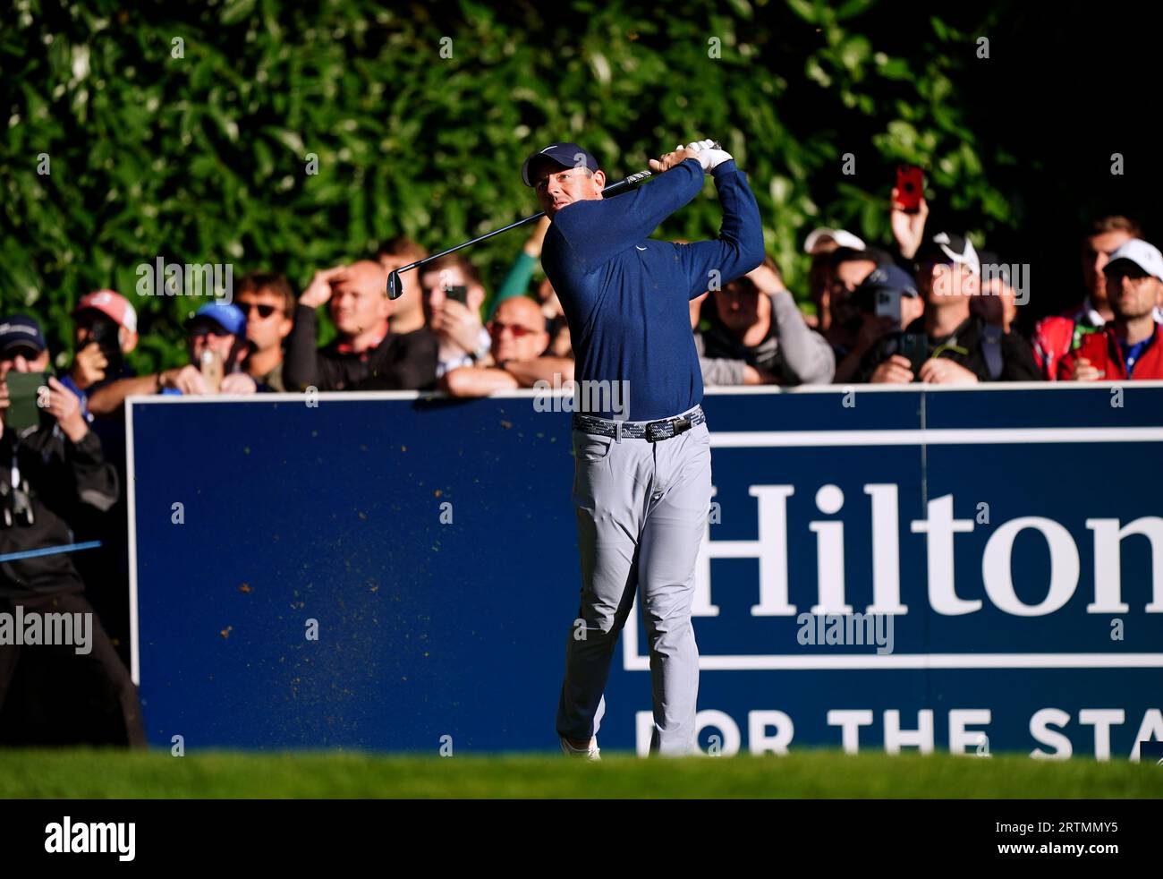 Rory McIlroy tees off on the 2nd during day one of the 2023 BMW PGA