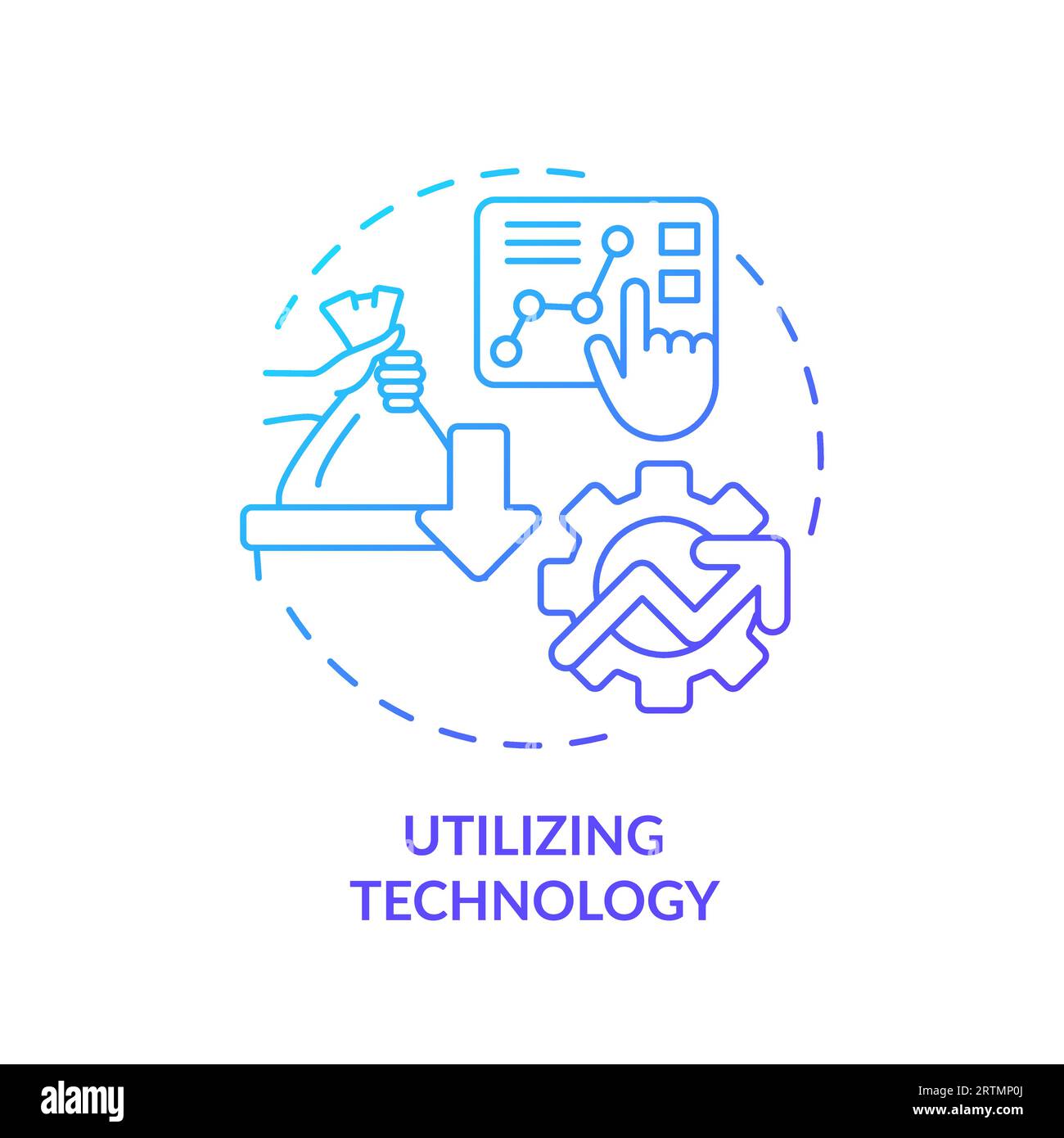 2D thin line gradient icon utilizing technology concept Stock Vector