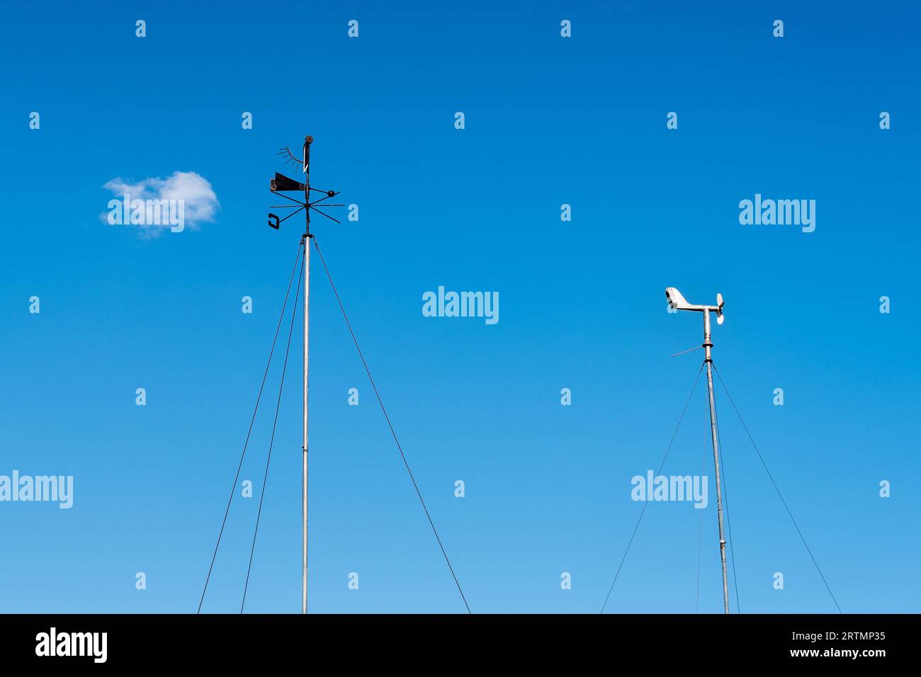 Windmill for weather forecasting on a background of blue sky Stock Photo