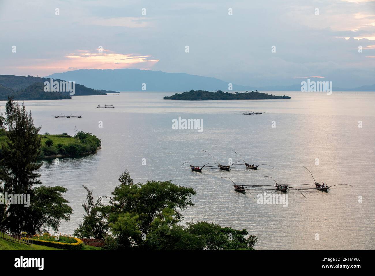 Fishing boats on Kivu lake, Karongi, Rwanda Stock Photo - Alamy