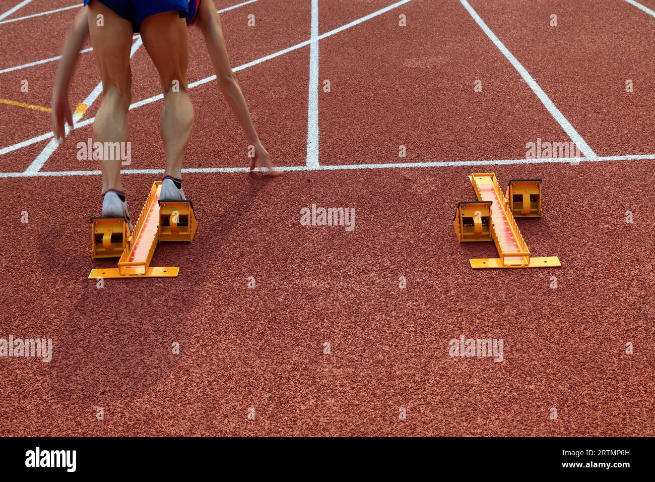 start of a hundred meters race Stock Photo