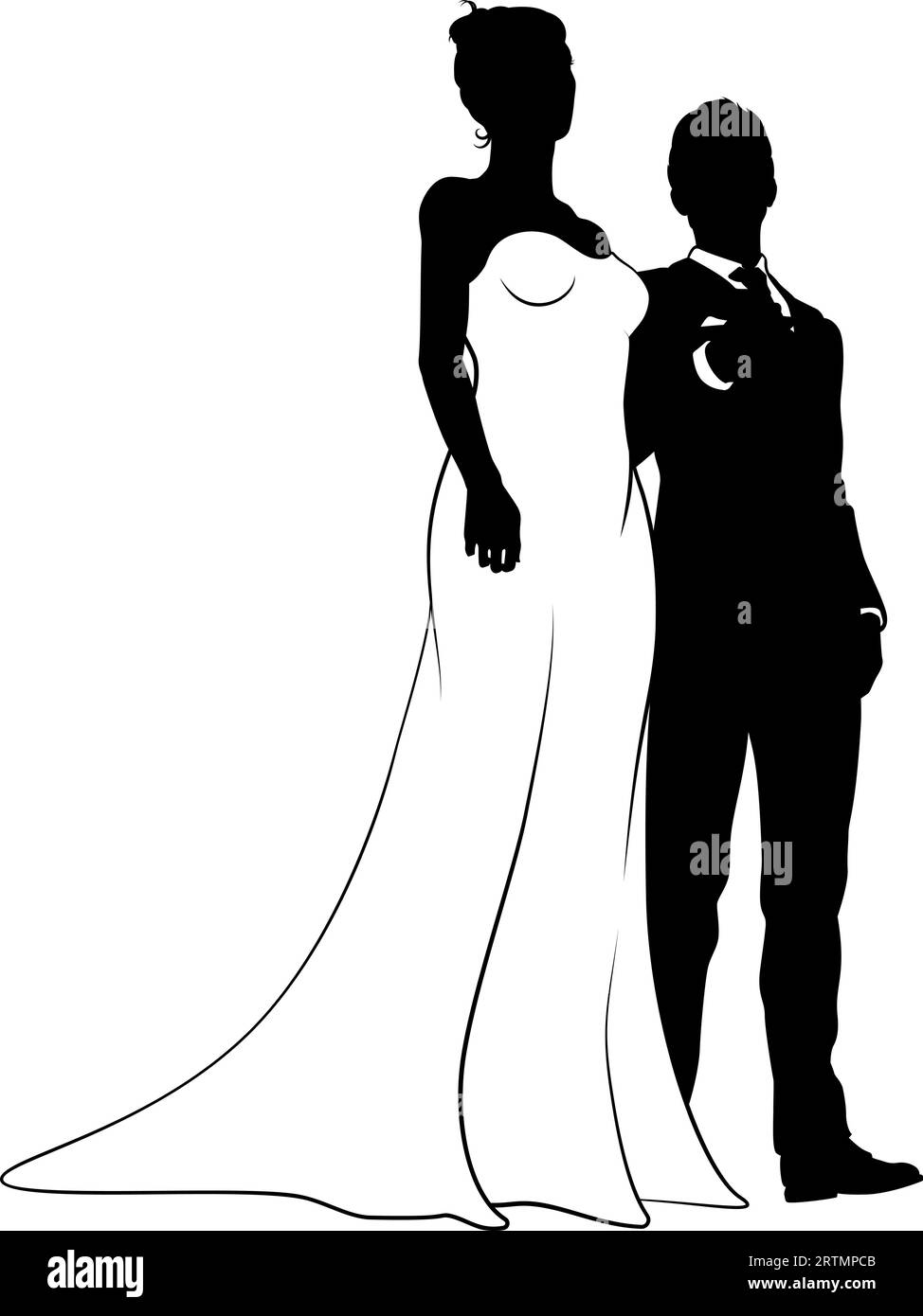 Bride And Groom Couple Wedding Dress Silhouettes Stock Vector Image ...