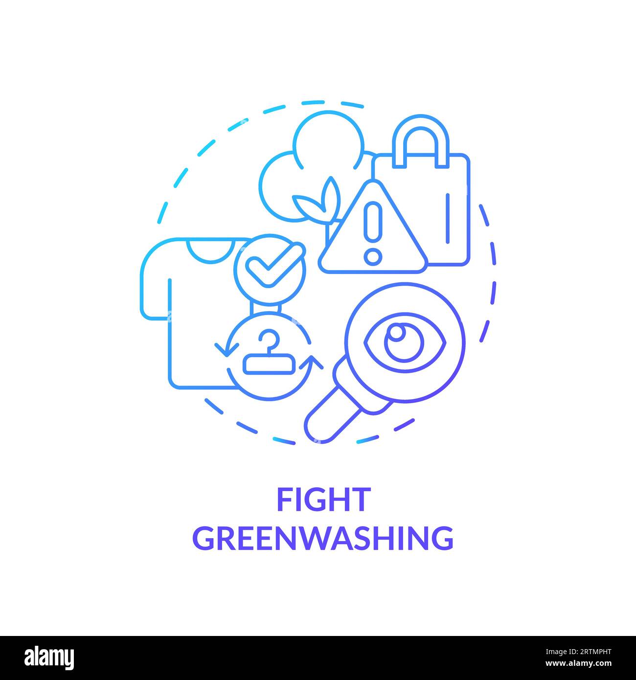 2D thin line gradient icon fight greenwashing concept Stock Vector