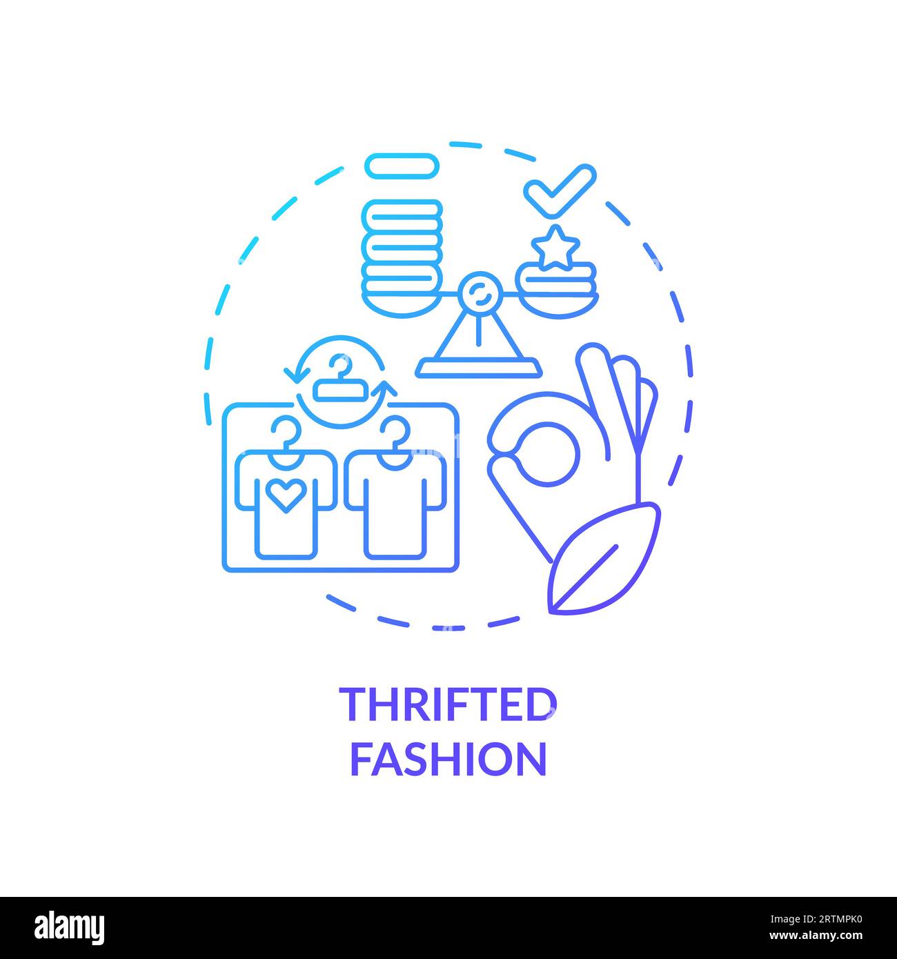 2D thin line gradient icon thrifted fashion concept Stock Vector