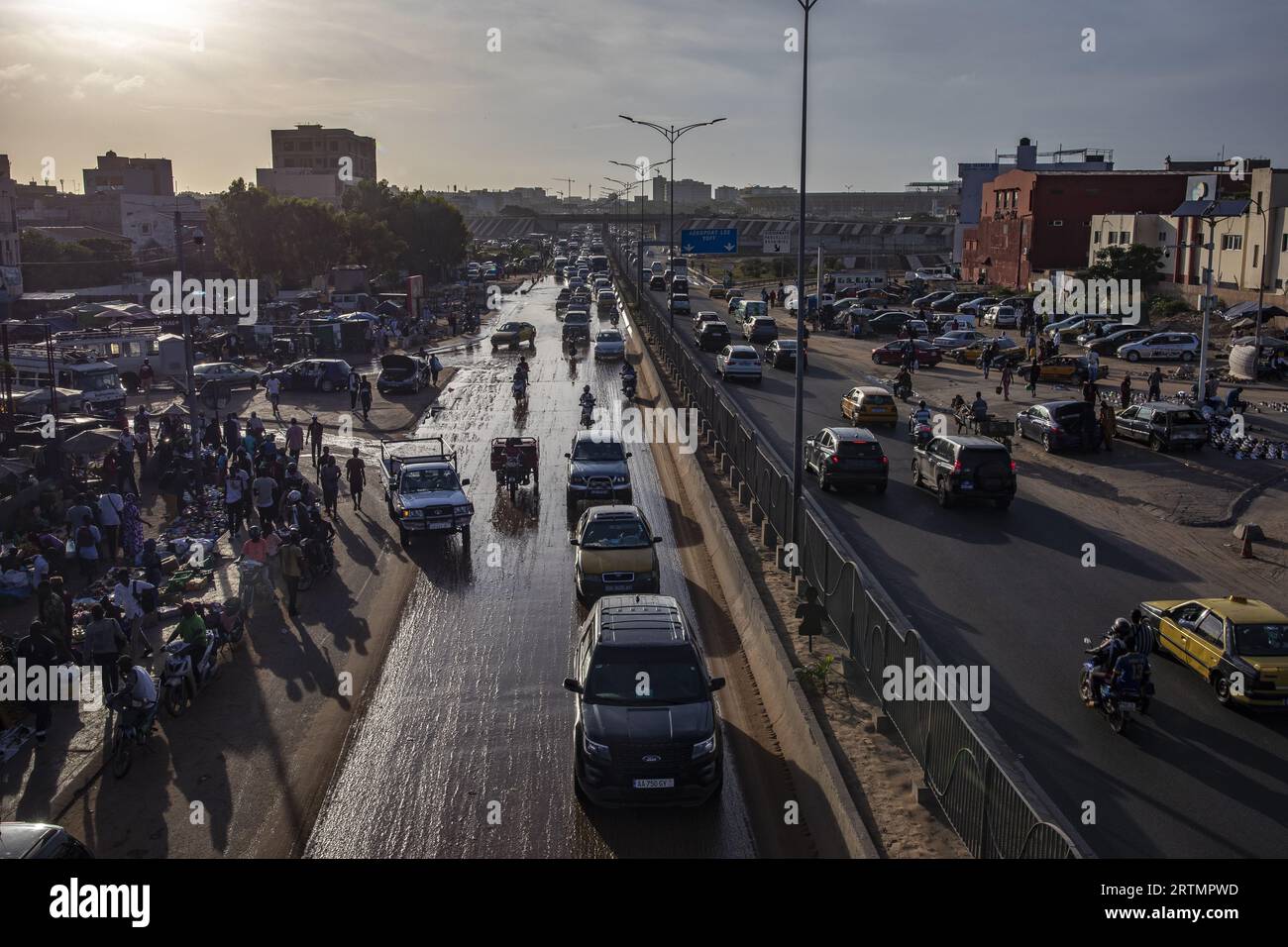 Evening traffic in Dakar, Senegal Stock Photo