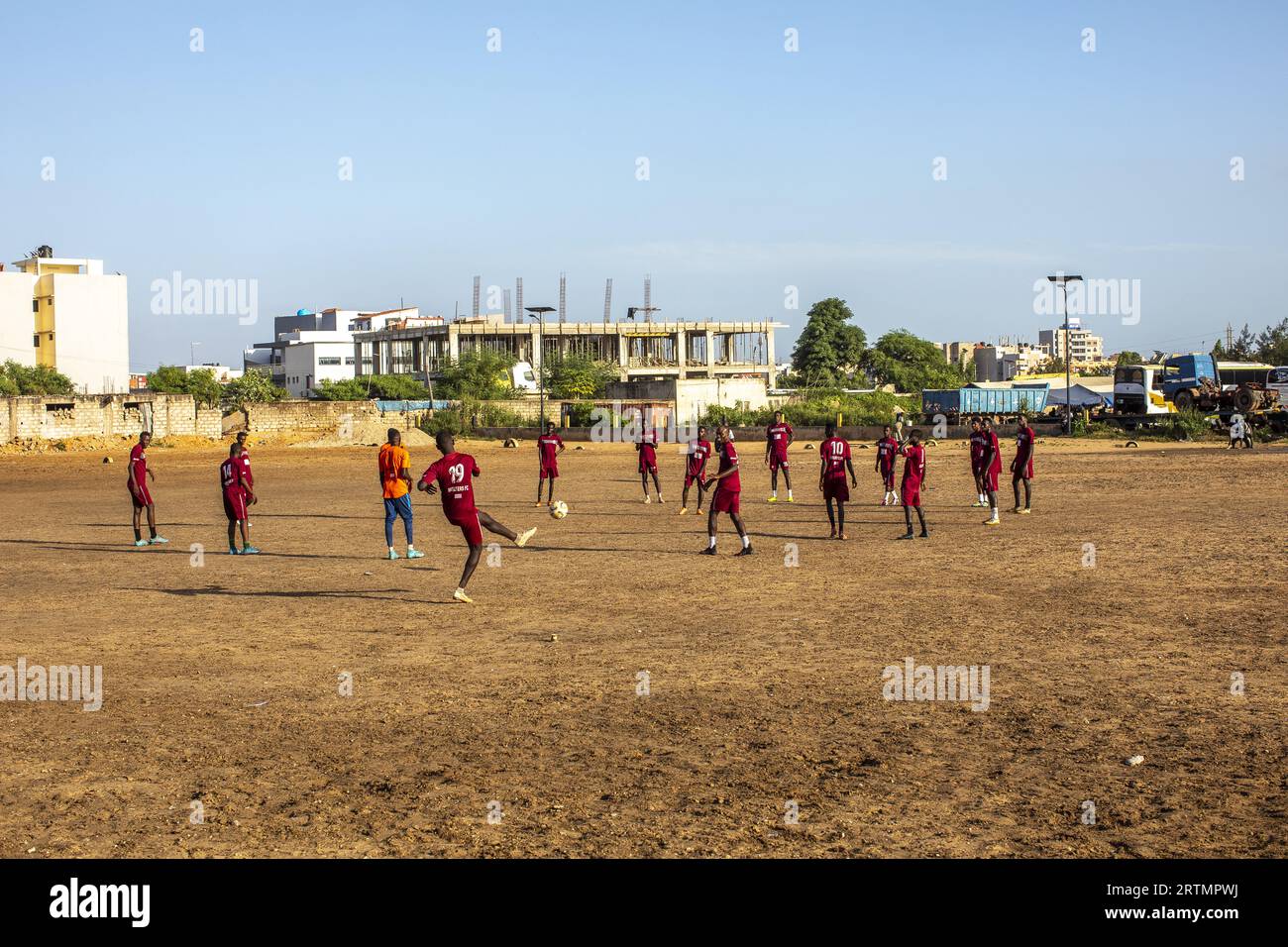 Football team training in Dakar, Senegal Stock Photo
