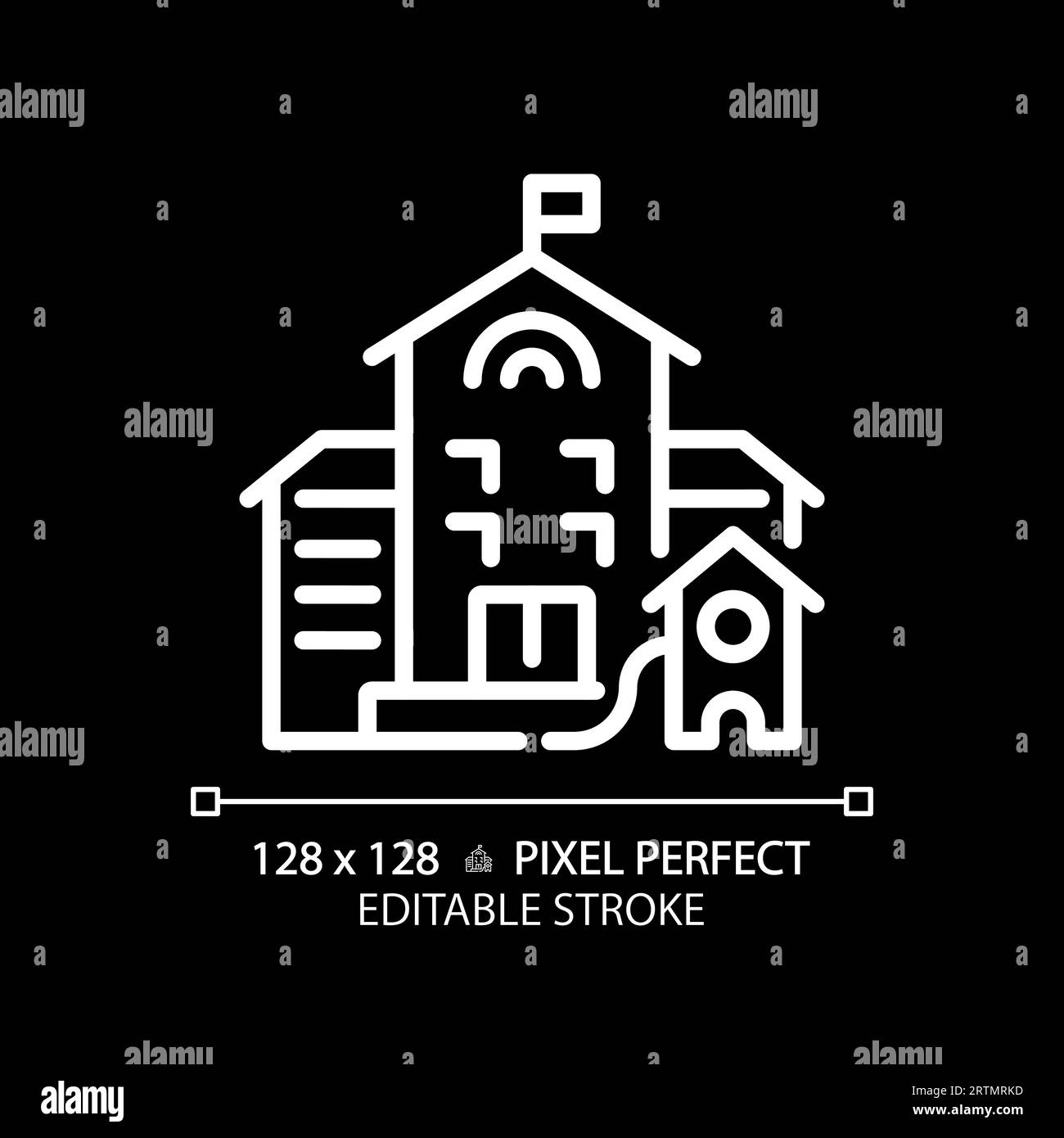 2D editable thin line building with flag icon Stock Vector Image & Art ...