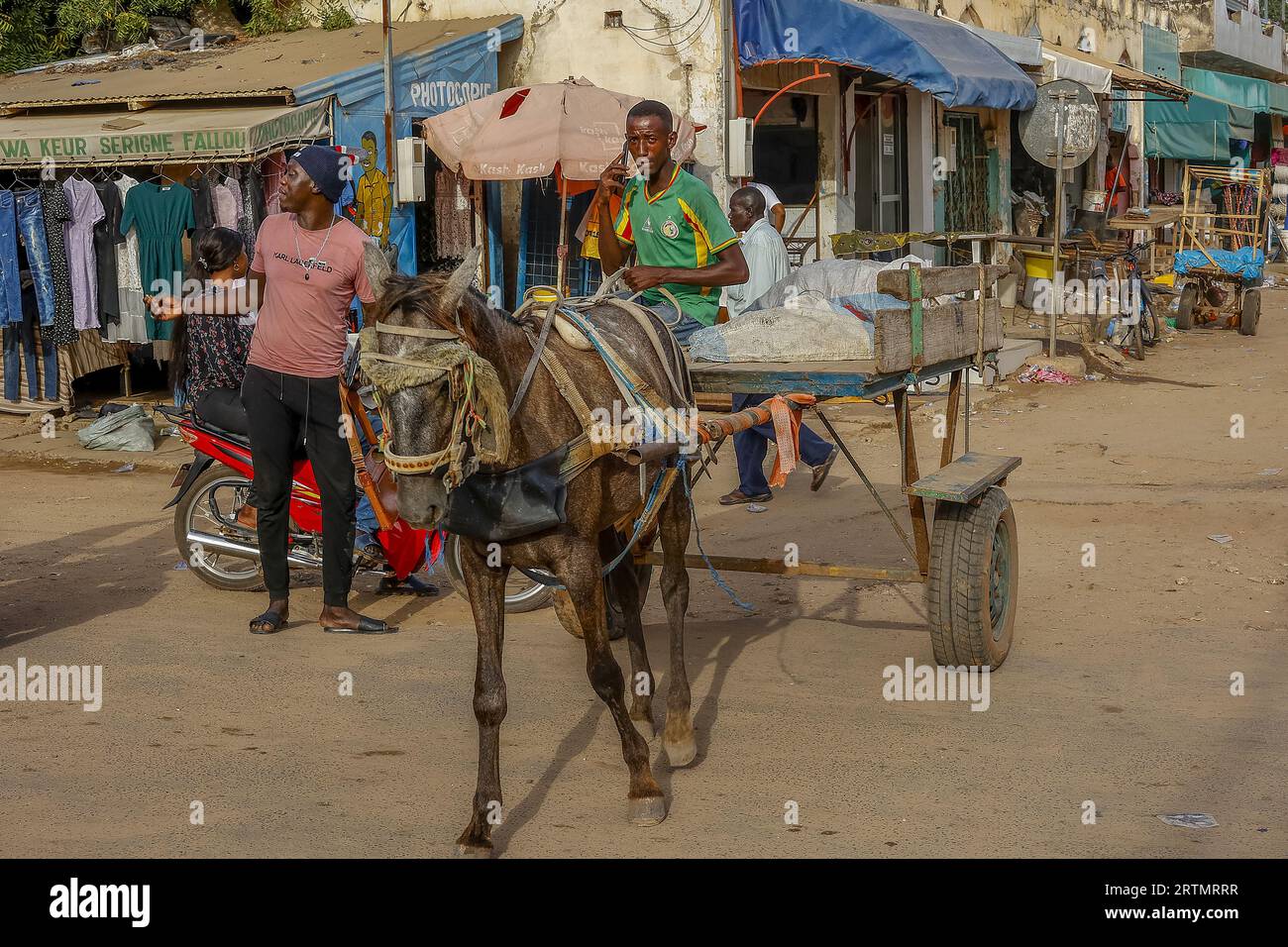 Horsedriven cart at Kaolack central market, Senegal Stock Photo Alamy
