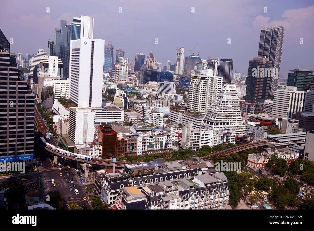 Bangkok City Skyline Showing The Skytrain Train Line And Main Tourist Bangkok City Skyline Showing The Skytrain Train Line And Main Tourist
