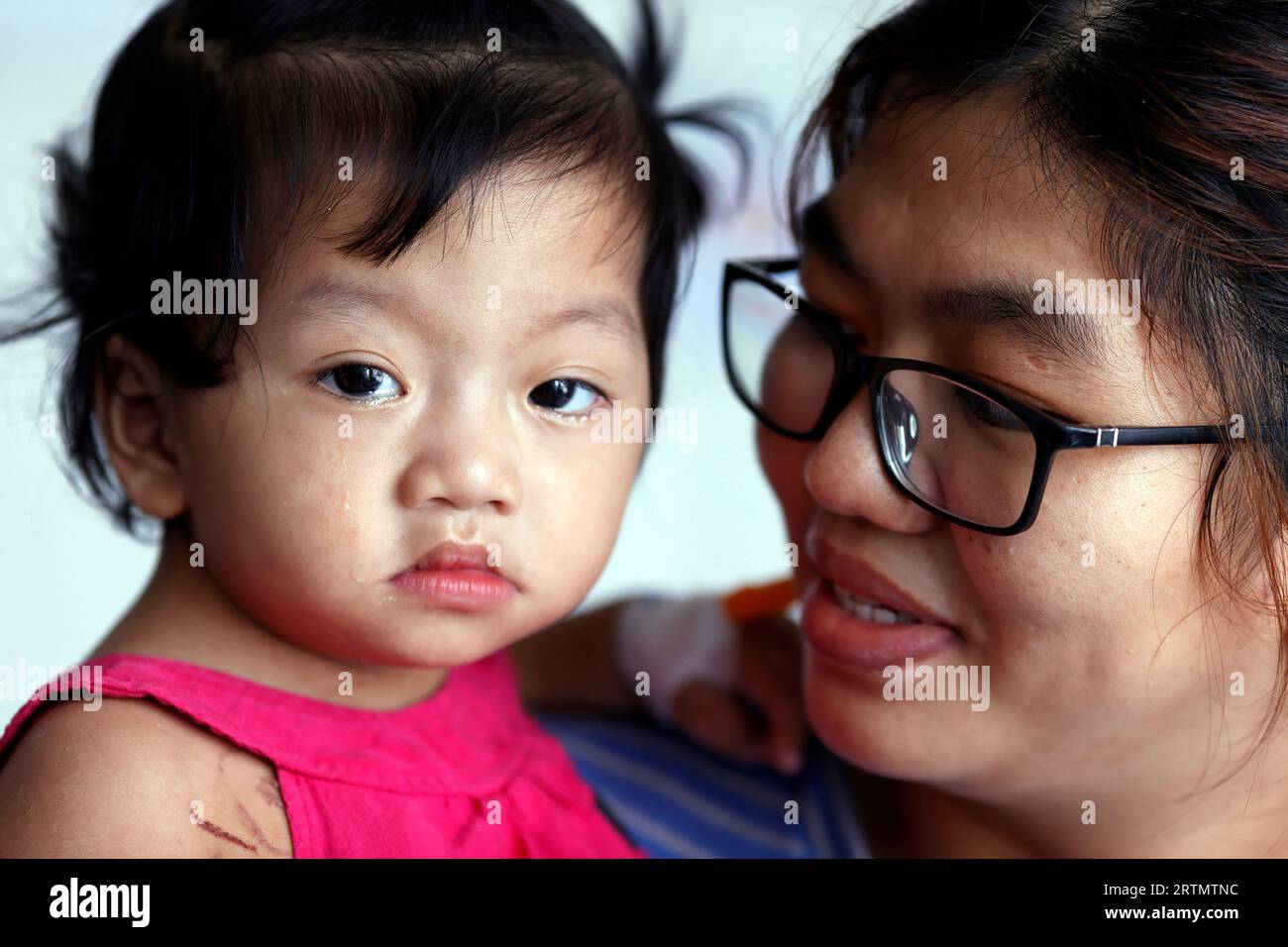 Child suffering of congenital heart disease. French NGO Chain of Hope