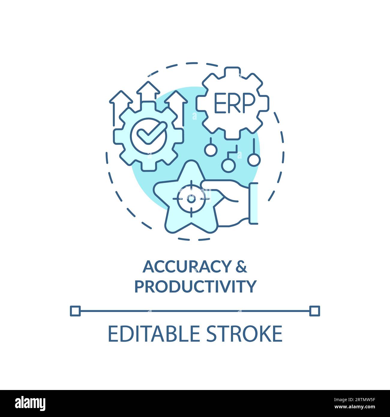2D accuracy and productivity blue icon concept Stock Vector