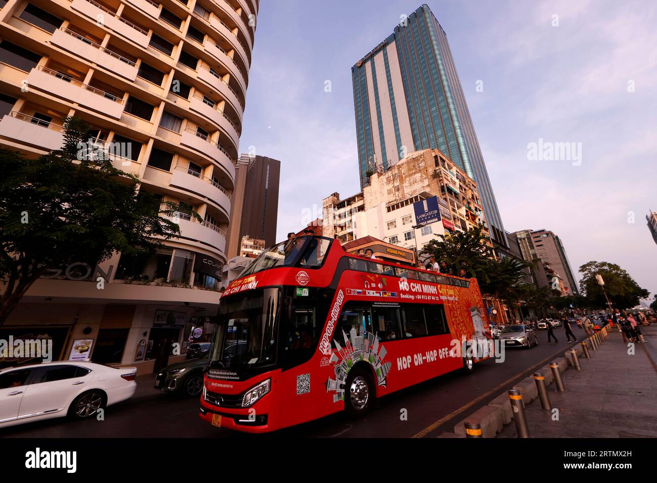Open top tourist bus.  Ho Chi Minh city. Vietnam. Stock Photo