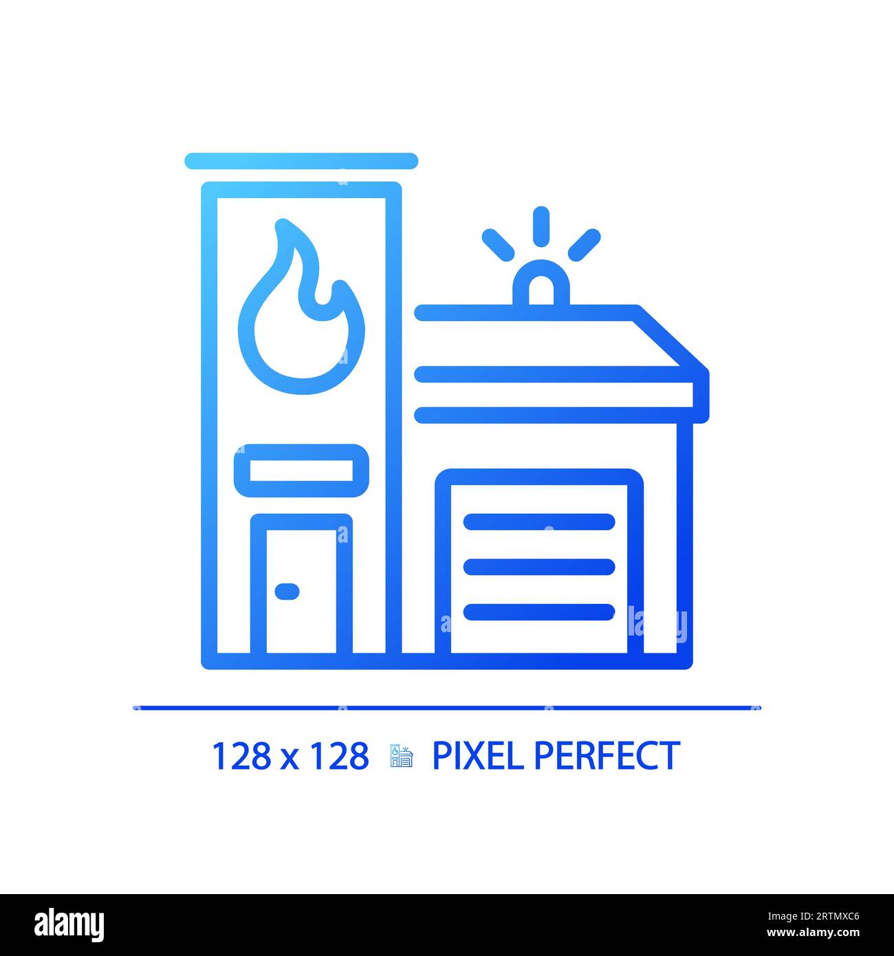 2D blue gradient thin line fie brigade icon Stock Vector