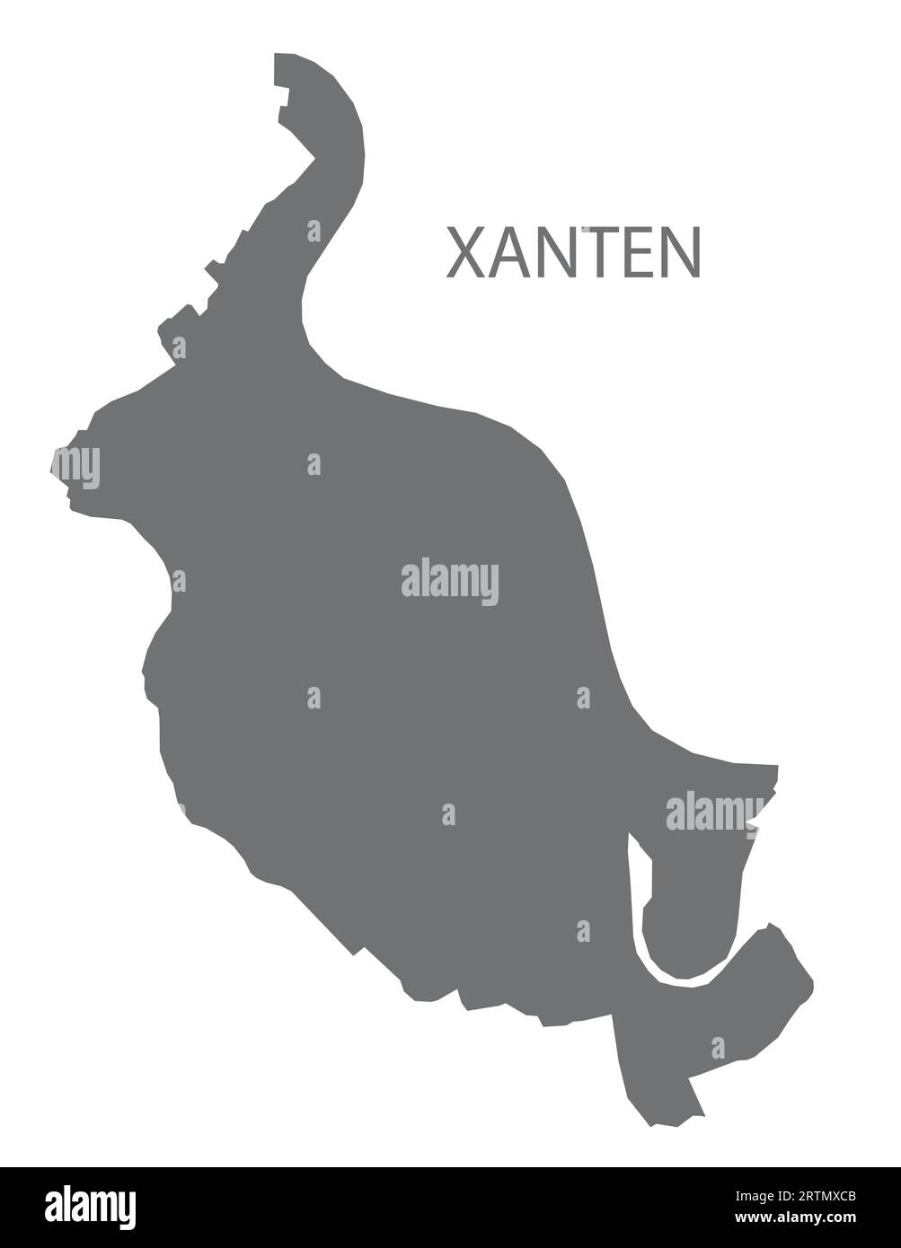 Xanten German city map grey illustration silhouette shape Stock Vector ...