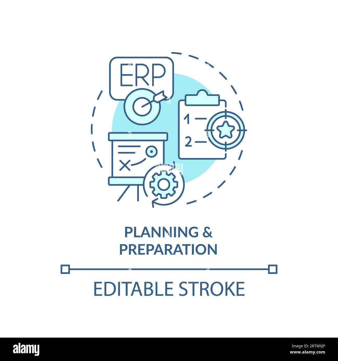 2D planning and preparation blue icon concept Stock Vector