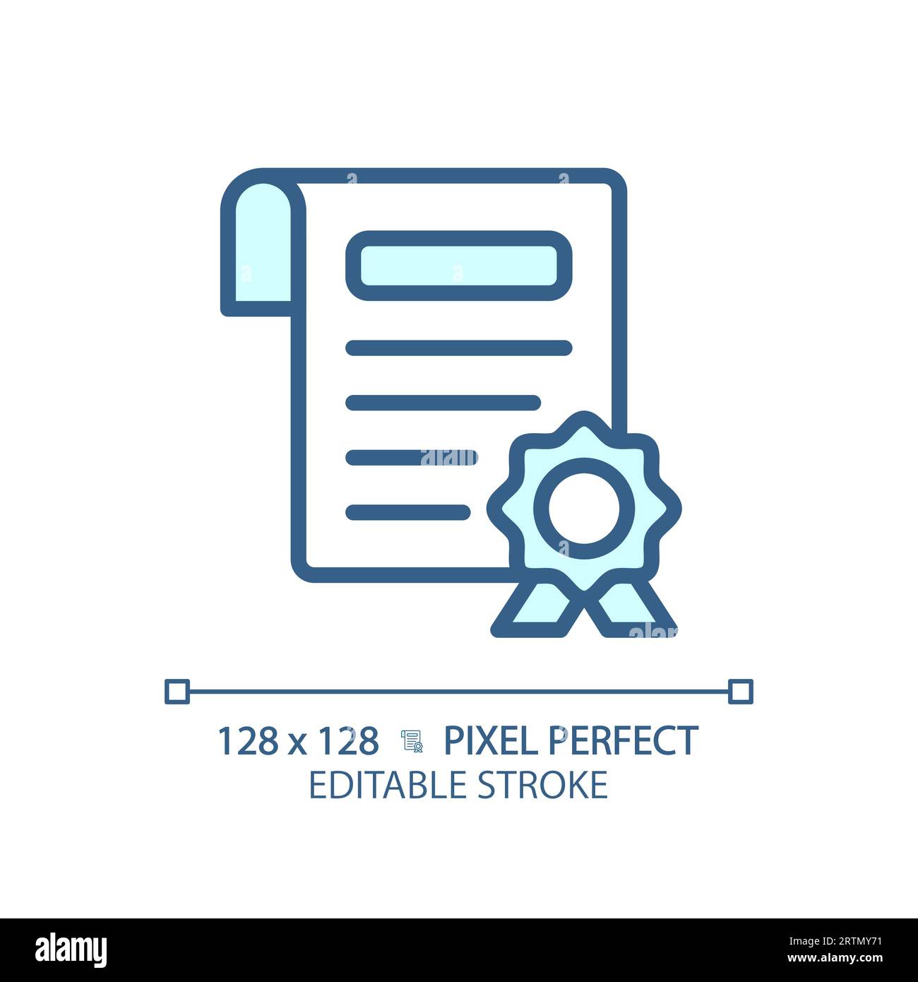 2D customizable certificate thin linear blue icon Stock Vector