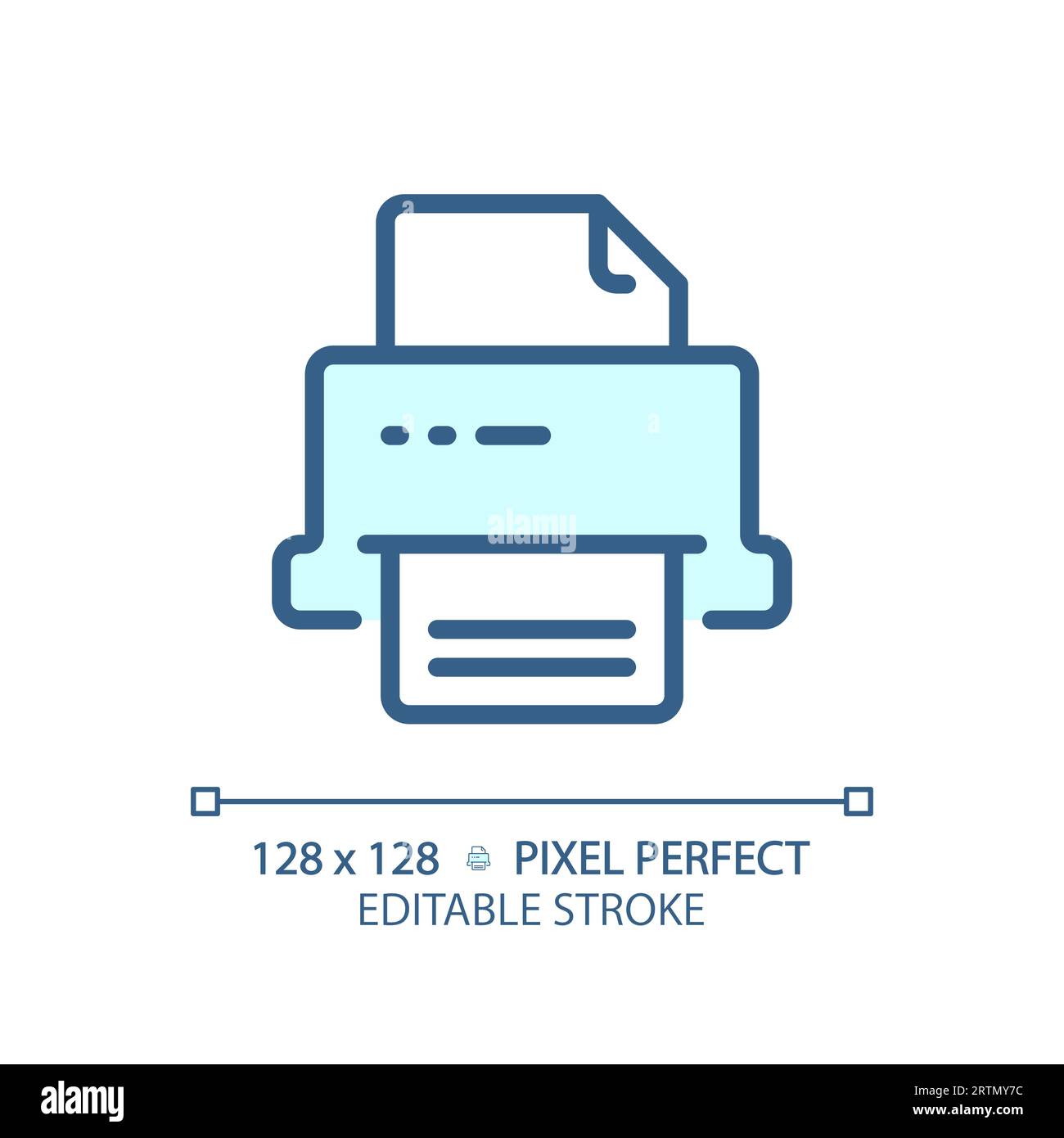 2D customizable printer thin linear blue icon Stock Vector