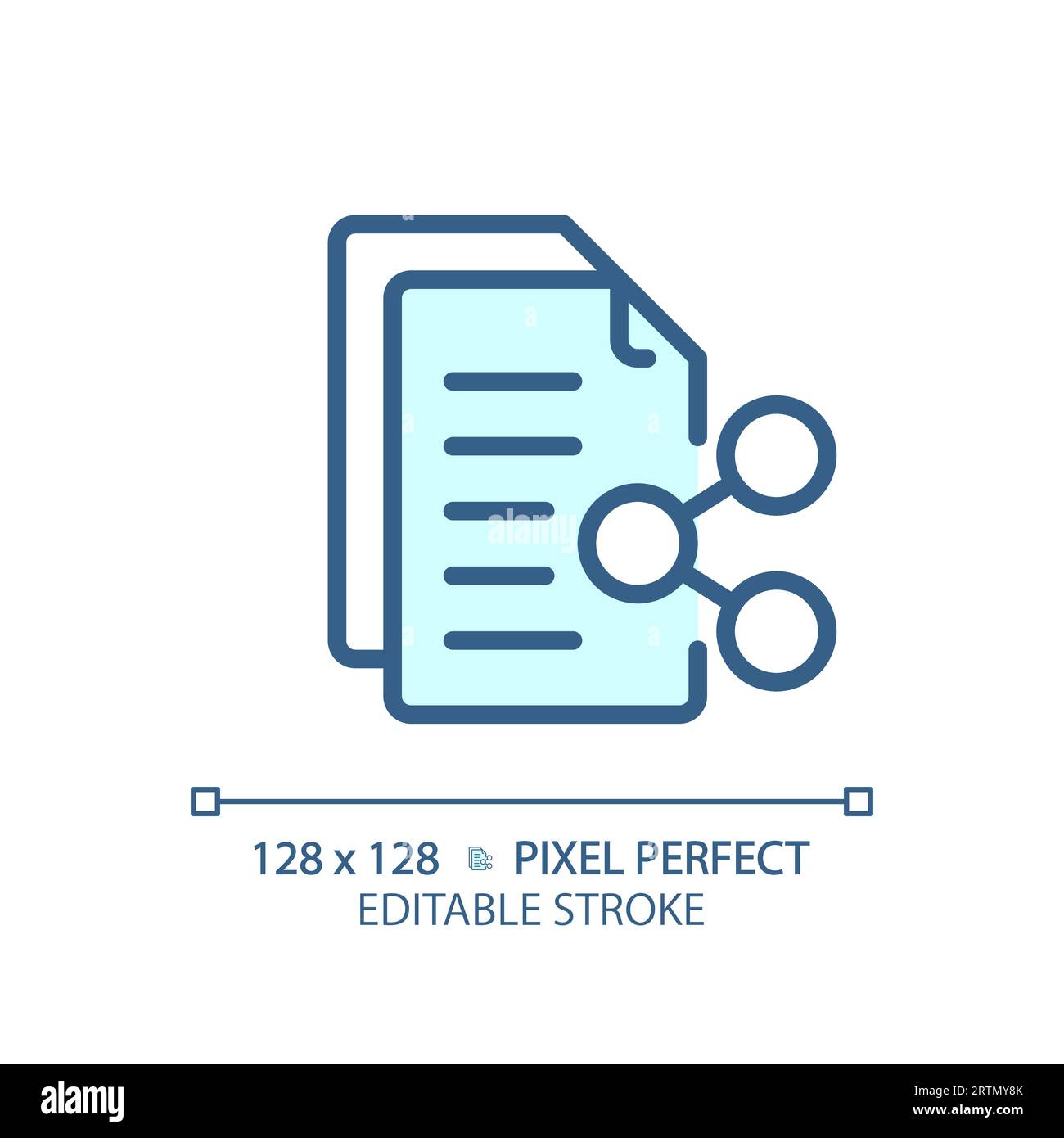 2D customizable document sharing thin linear blue icon Stock Vector