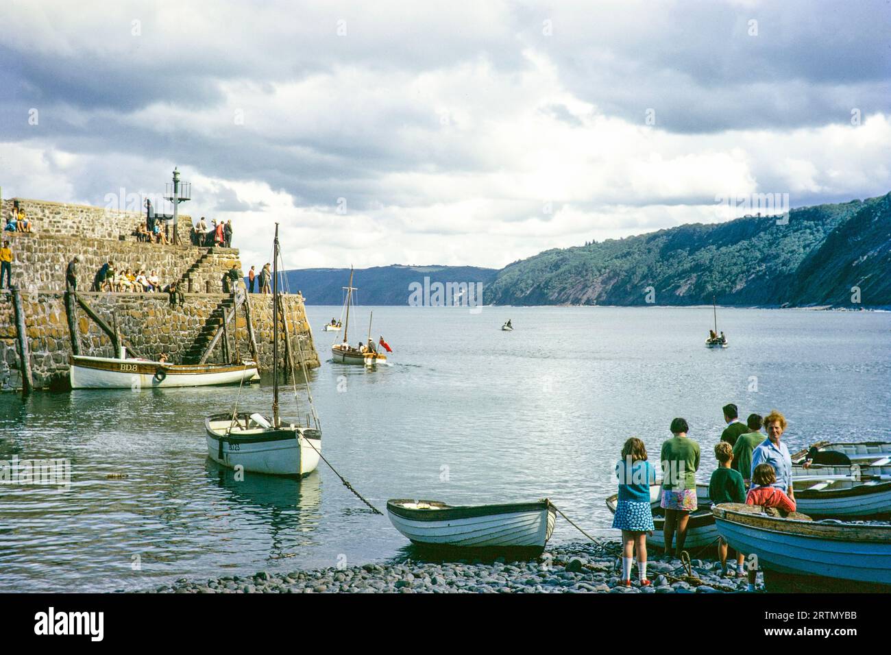 Harbour waterfront, Clovelly, North Devon, England UK September 1968 Stock Photo