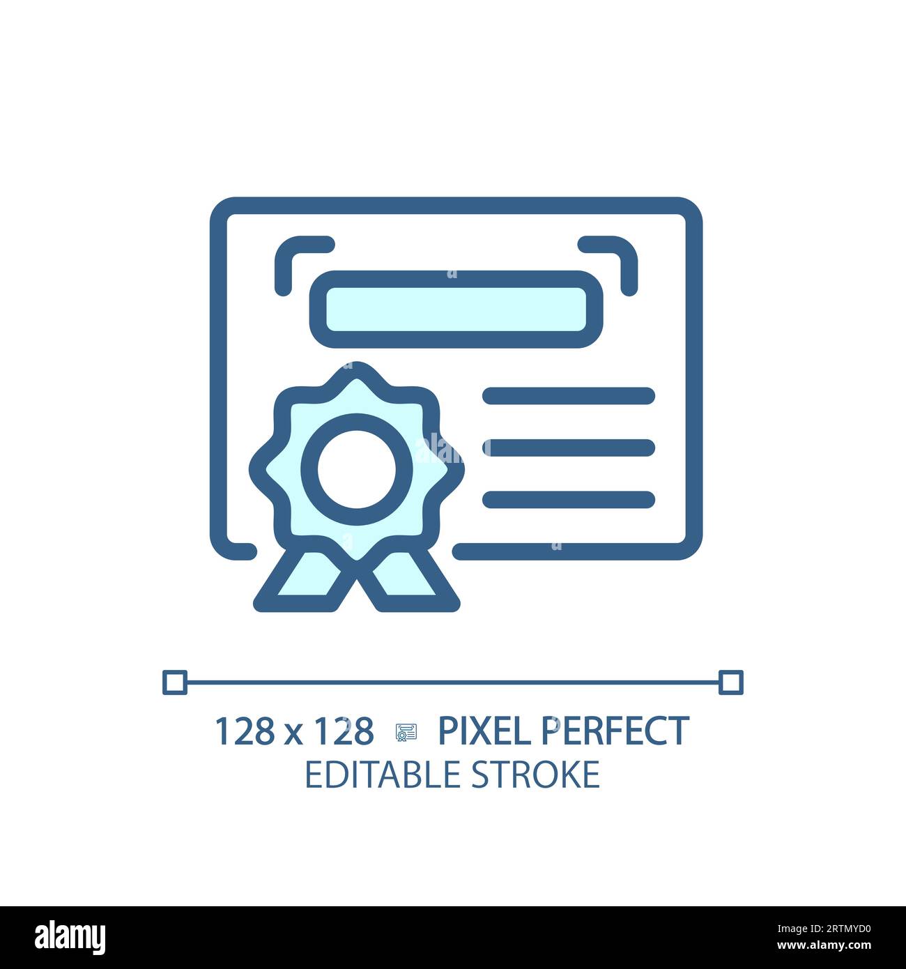 2D customizable diploma thin linear blue icon Stock Vector
