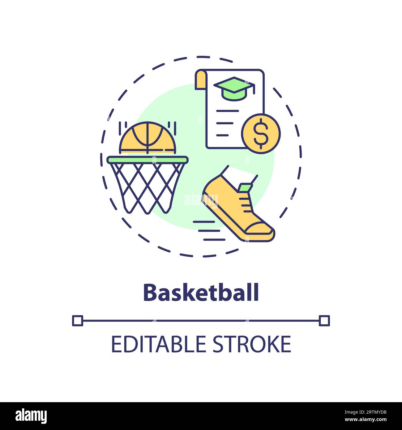 2D customizable basketball line icon concept Stock Vector