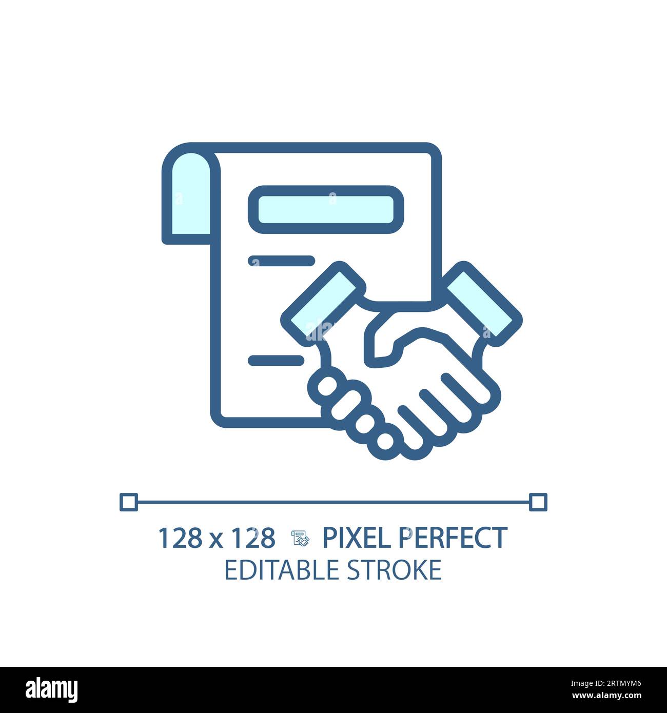 2D customizable agreement thin linear blue icon Stock Vector