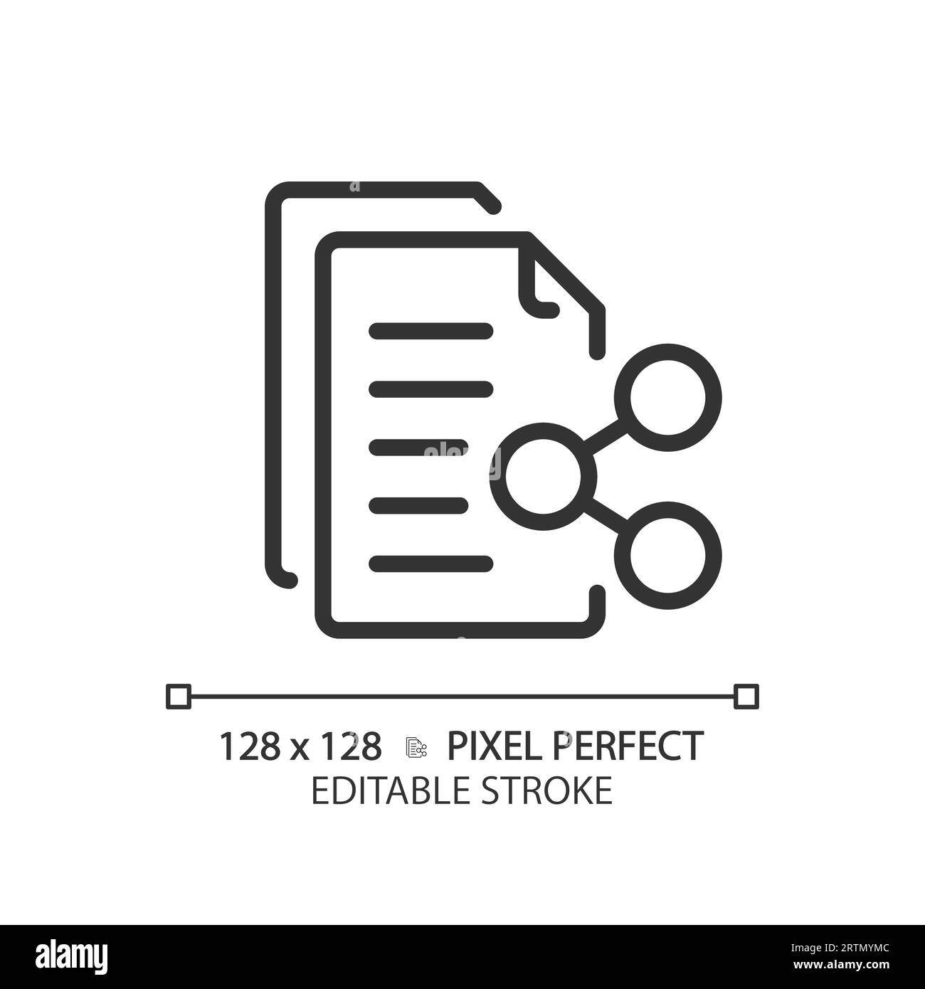 2D customizable document sharing thin line black icon Stock Vector