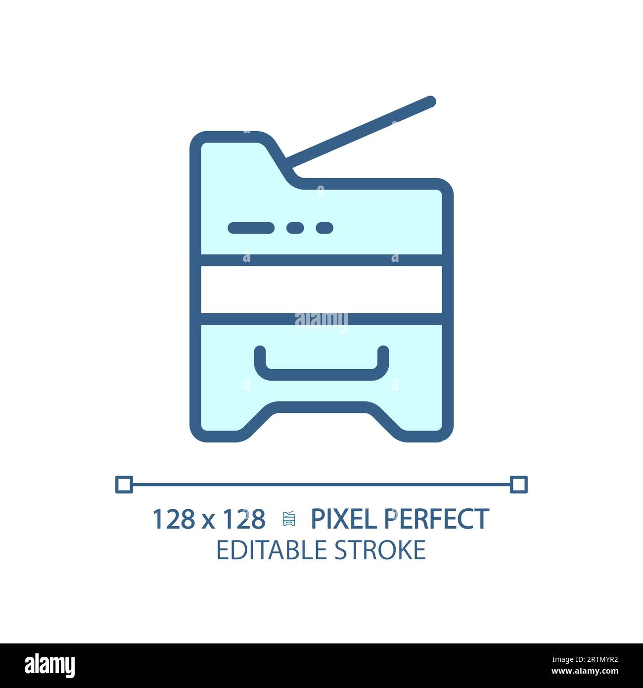 2D customizable copier thin linear blue icon Stock Vector