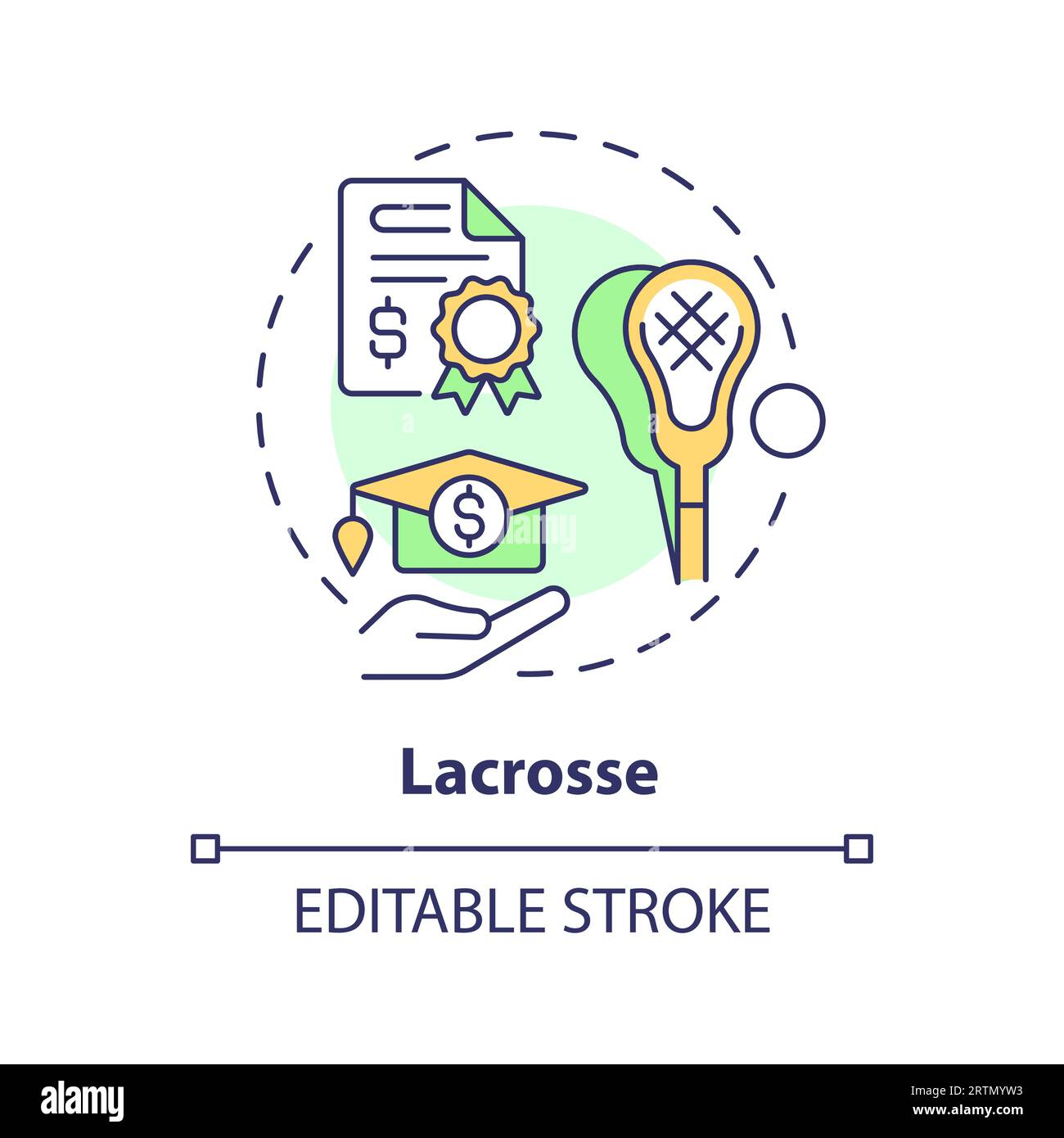 2D customizable lacrosse line icon concept Stock Vector