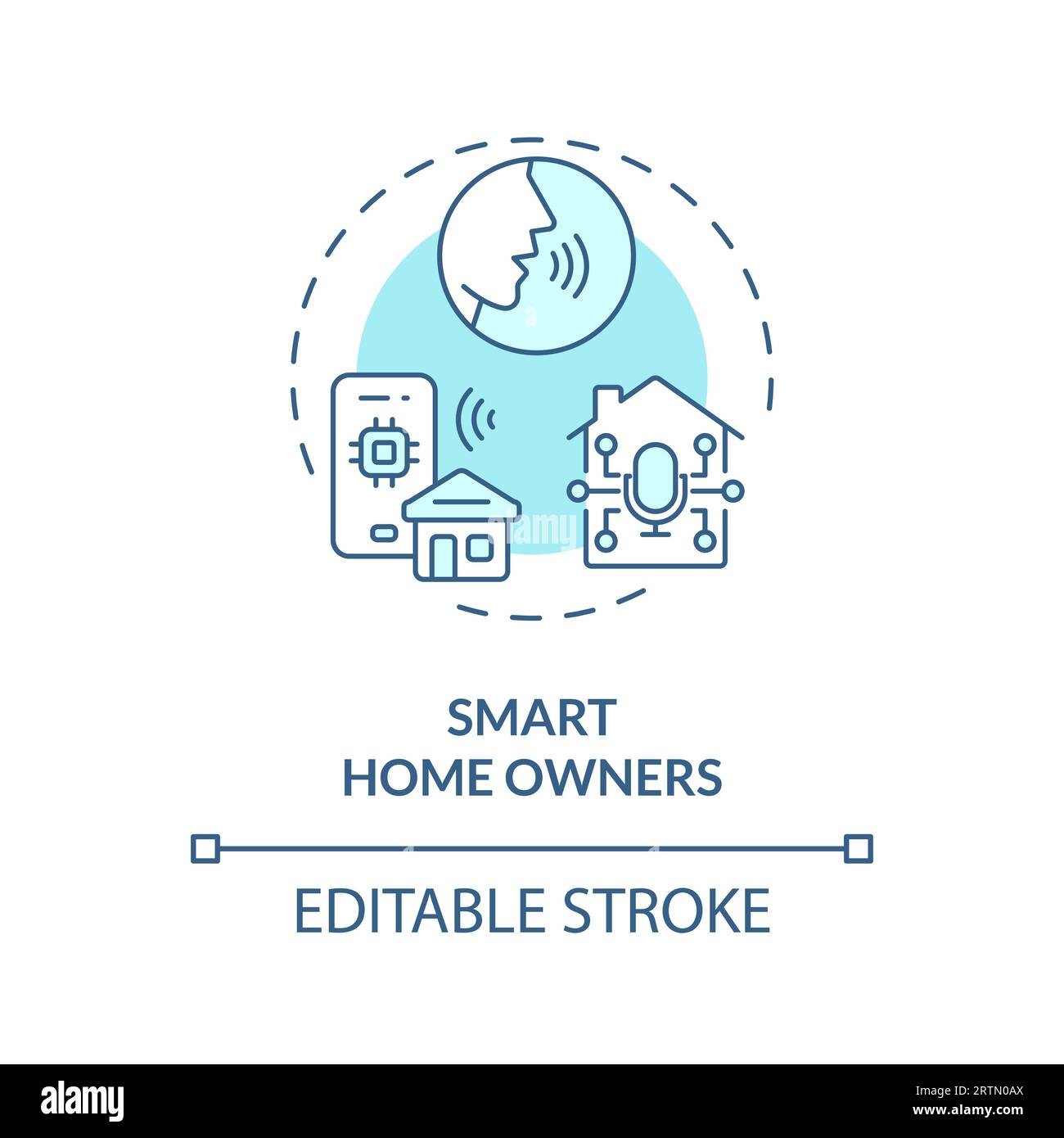 2D smart home owners thin line blue icon concept Stock Vector Image ...