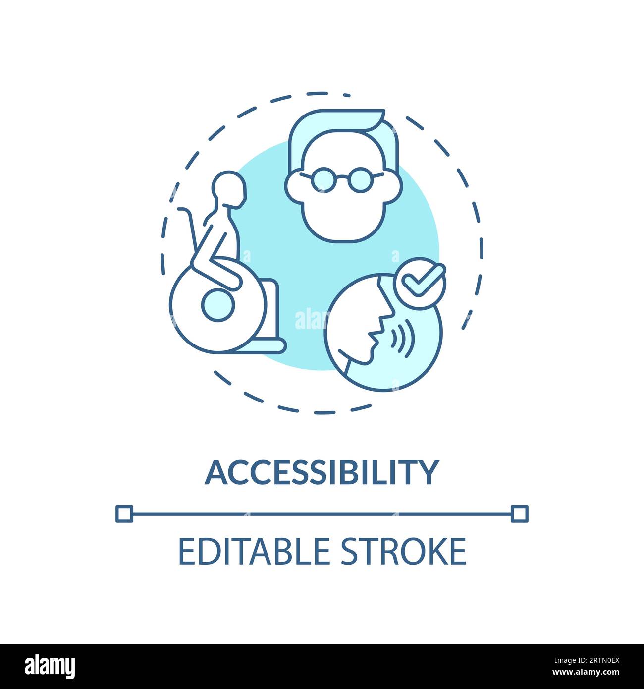 2D accessibility thin line blue icon concept Stock Vector