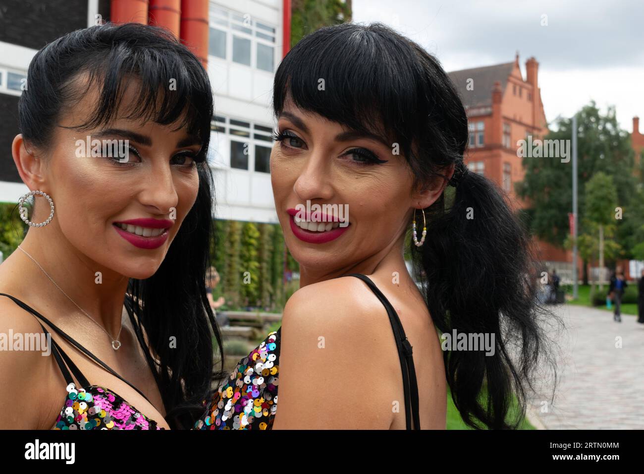 The Cheeky Girls duo at University of Salford freshers week. Greater Manchester UK Stock Photo