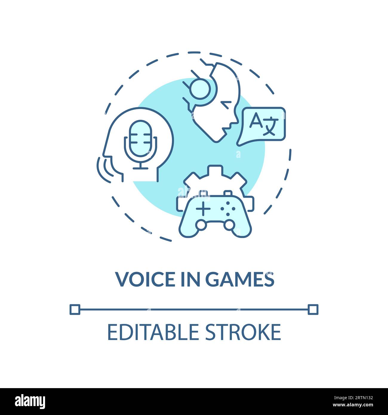 2D voice in games thin line blue icon concept Stock Vector