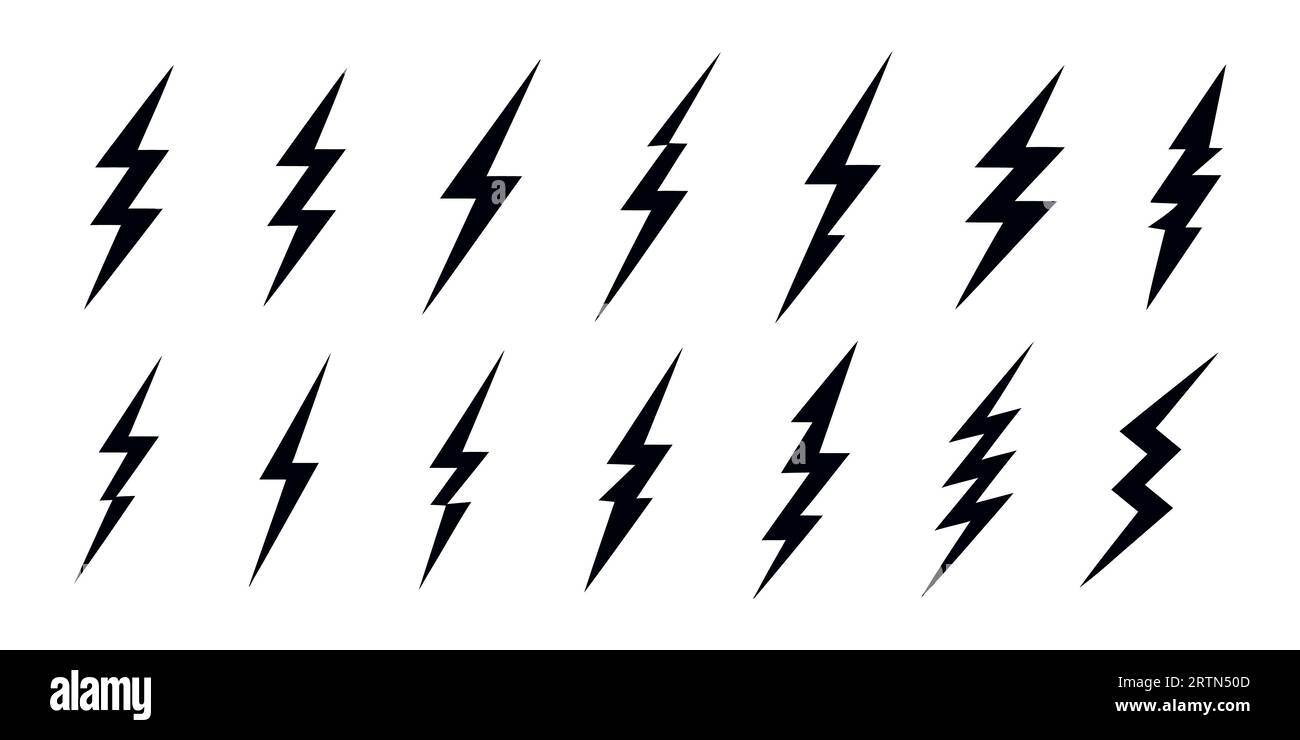 Set of black lightning bolts isolated Stock Vector Image & Art Alamy