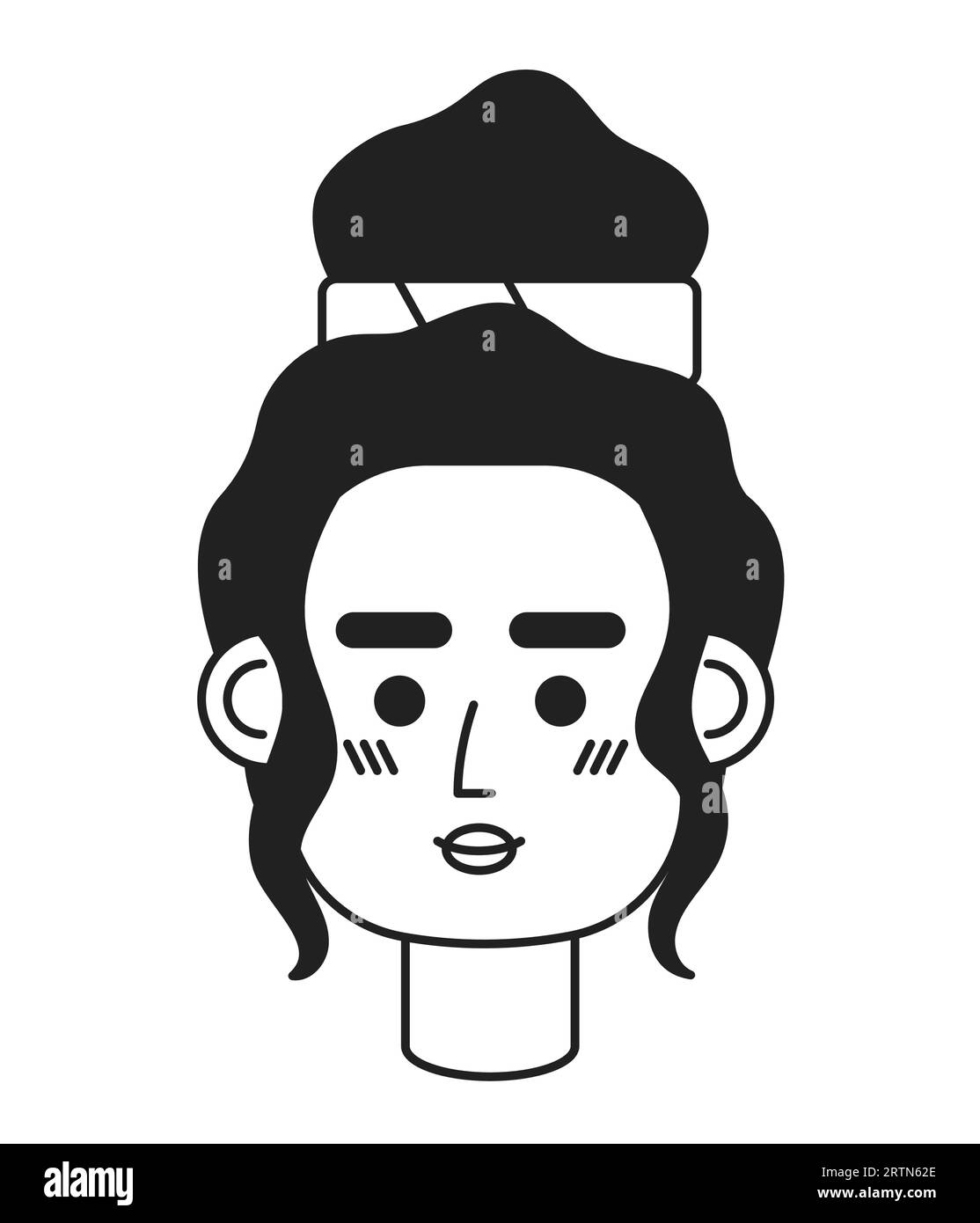 African American Girl Monochrome Flat Linear Character Head Stock african-american-girl-monochrome-flat-linear-character-head-stock