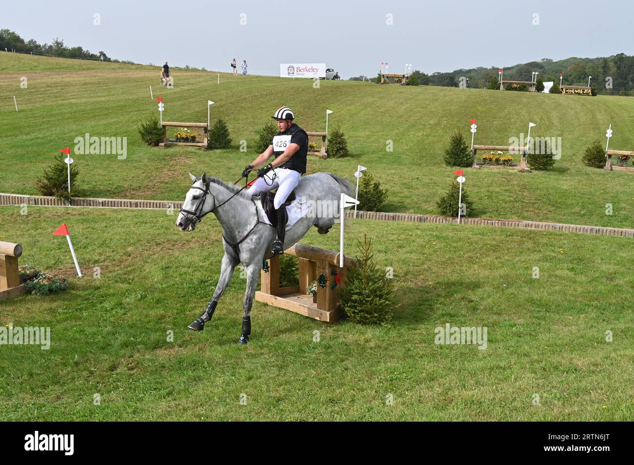 Jesse Campbell on Misty Liberty Jane, cross country phase of the CIC-S 2* competition, Cornbury Park Horse Trials 2023, Charlbury, Oxfordshire Stock Photo