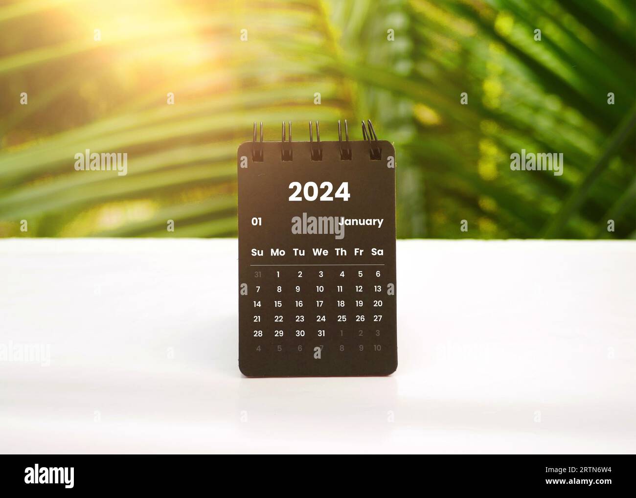 January 2024 Monthly black desk calendar for 2024 year on beautiful ...