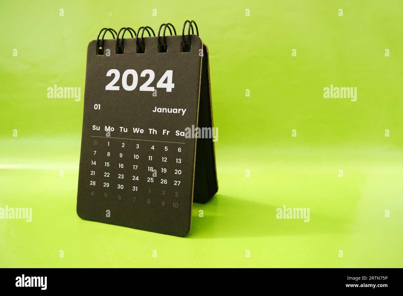 January 2024 Monthly black desk calendar for 2024 year on beautiful ...