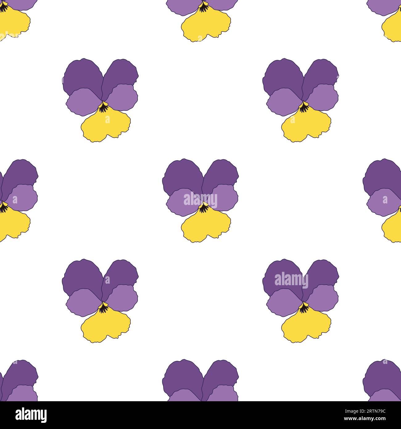 Vector seamless pattern with pansies, floral background of flowers ...