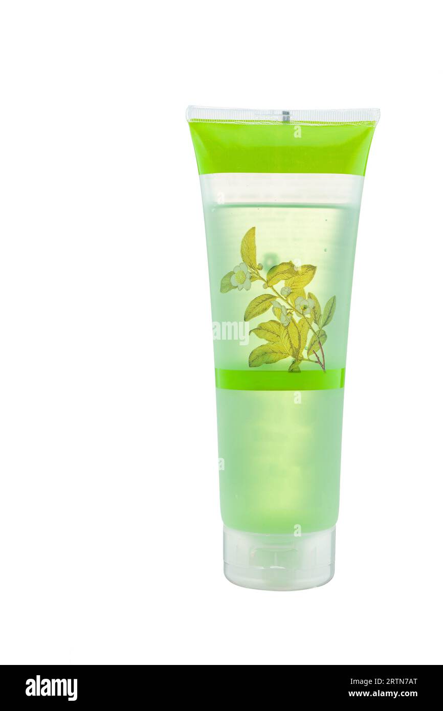 bath cream, shower foam isolated closeup on white background Stock