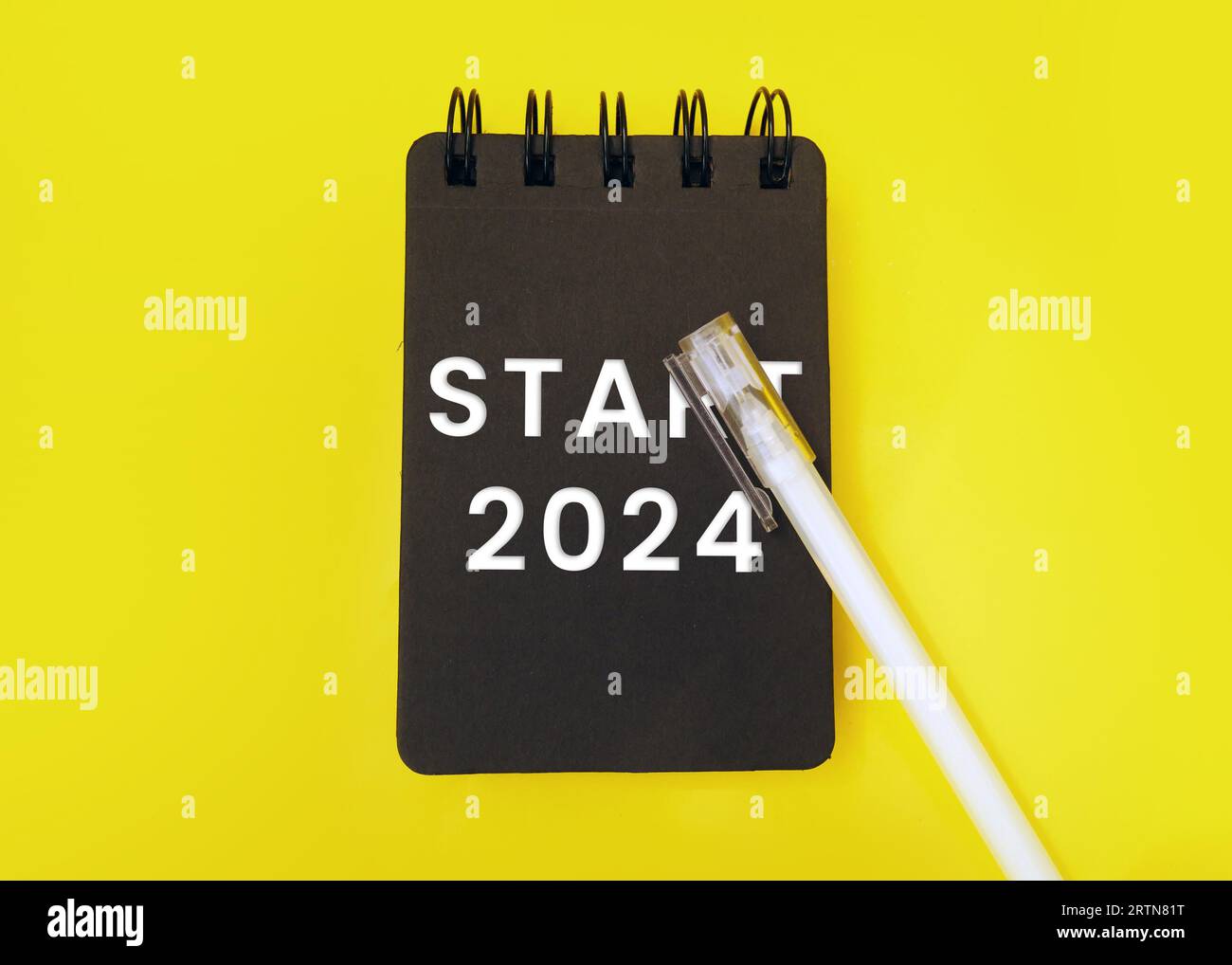 Happy new year 2024. New Year 2024 desk calendar. Black desk calendar