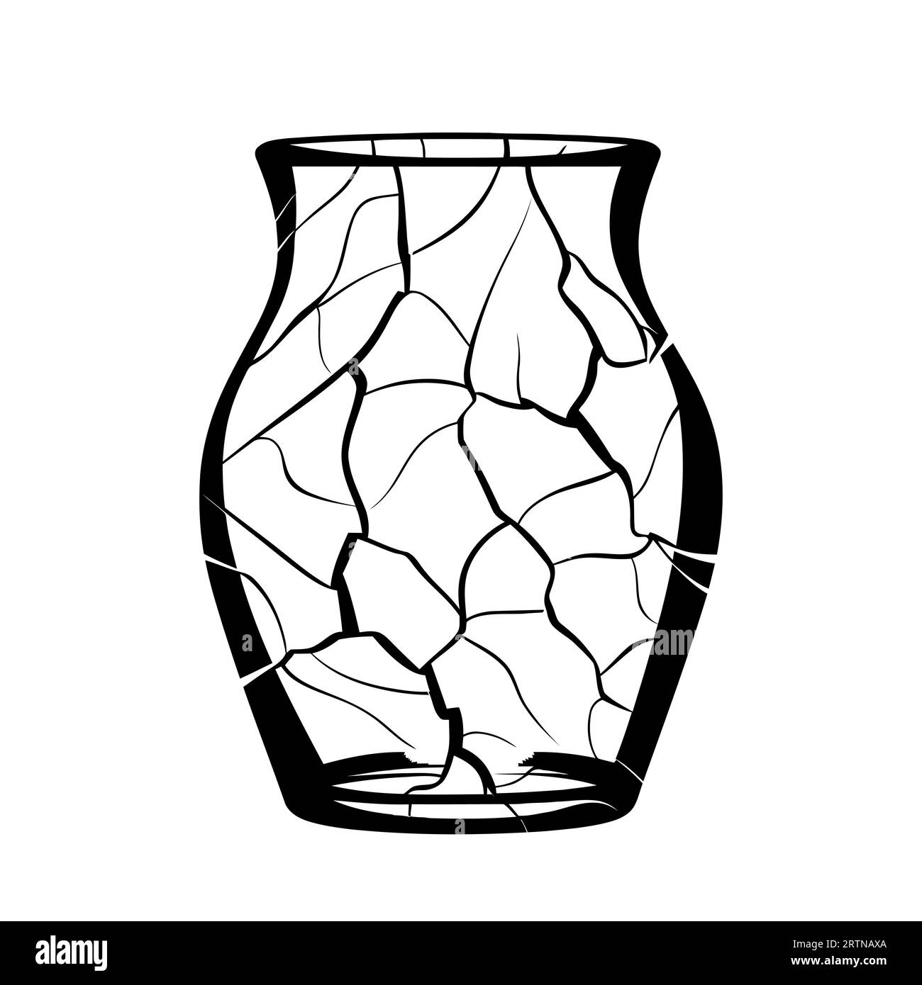 Broken glass cup for drinks. Cracked cup icon on white background