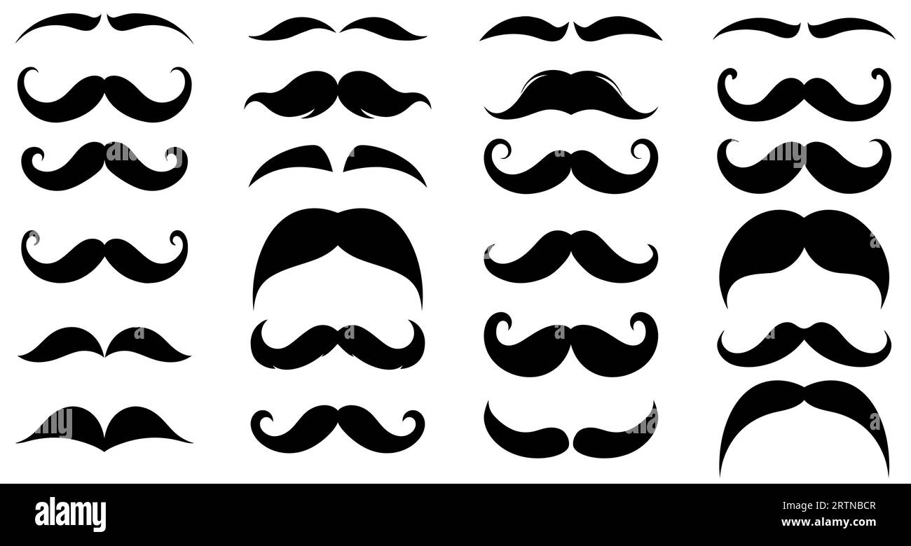 Mustache black icon. Set of hipster mustache icons. Icons of different