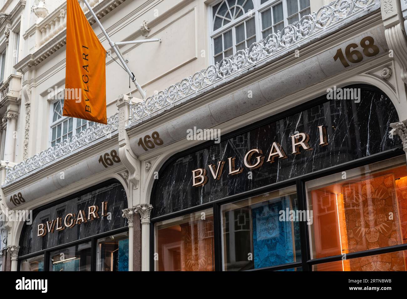 BVLGARI Luxury Brand Store Front Shopping in New Bond Street, London. Stock Photo